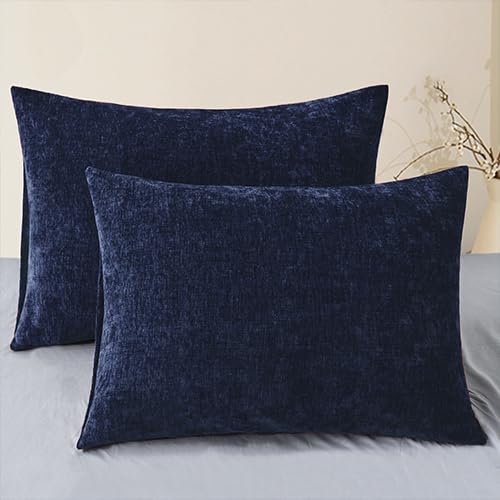 CaliTime Throw Pillow Covers Decorative 20 X 26 Inches Pack of 2 Cozy Chenille Standard Pillow Shams Cases for Couch Sofa Bed Living Room Home Living Coral