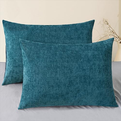 CaliTime Throw Pillow Covers Decorative 20 X 26 Inches Pack of 2 Cozy Chenille Standard Pillow Shams Cases for Couch Sofa Bed Living Room Home Living Coral
