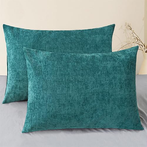 CaliTime Throw Pillow Covers Decorative 20 X 26 Inches Pack of 2 Cozy Chenille Standard Pillow Shams Cases for Couch Sofa Bed Living Room Home Living Coral