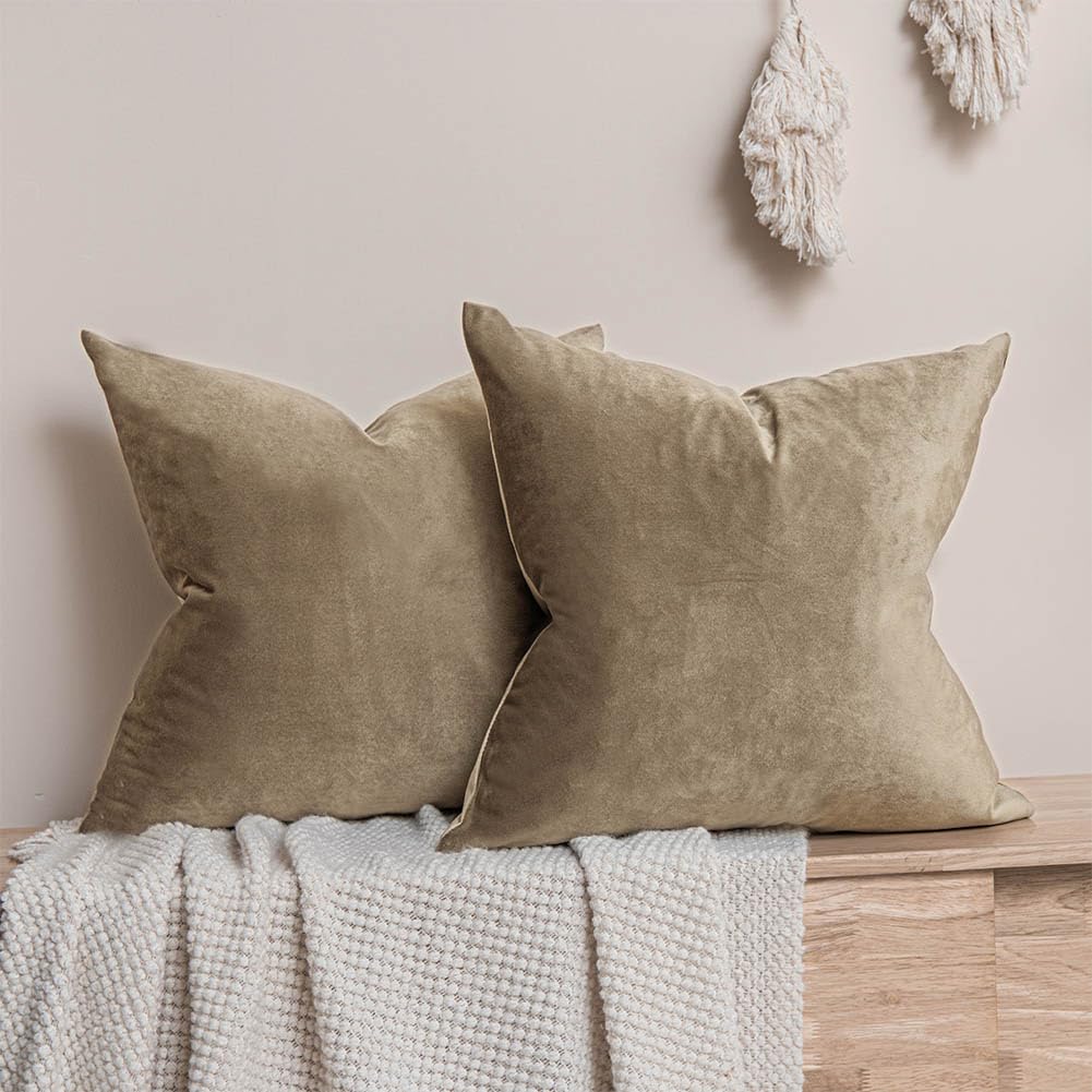 JUSPURBET Decorative Pillow Covers Set of 2 Velvet Throw Pillow Covers for Couch Sofa Bed Soft Cushion Covers Cases with Hidden Zipper for Living Room Home Decor 24x24 inch,Coral