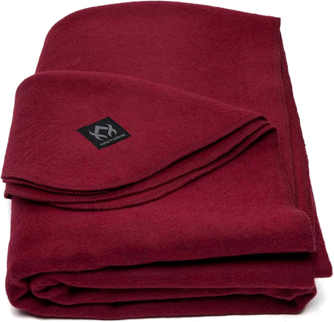 Arcturus Military Wool Blanket - Warm, Thick, Washable - Great for Outdoors, Camping, Stadium Blanket, Picnics, Travel - Car & Bushcraft Survival Kits