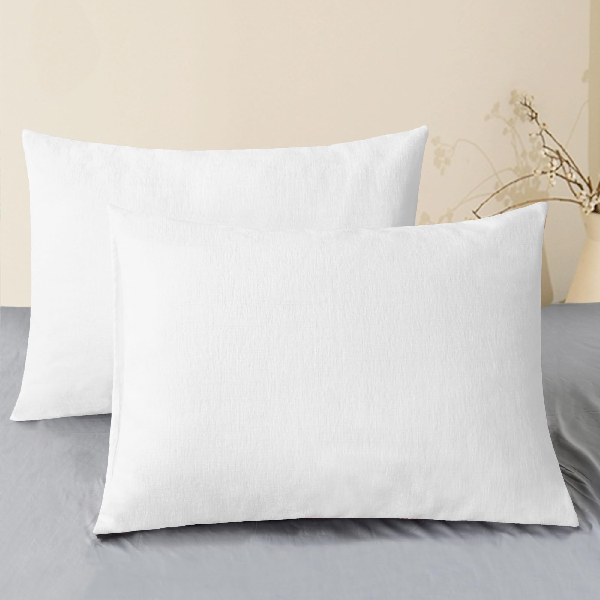 CaliTime Throw Pillow Covers Decorative 20 X 26 Inches Pack of 2 Cozy Chenille Standard Pillow Shams Cases for Couch Sofa Bed Living Room Home Living Coral