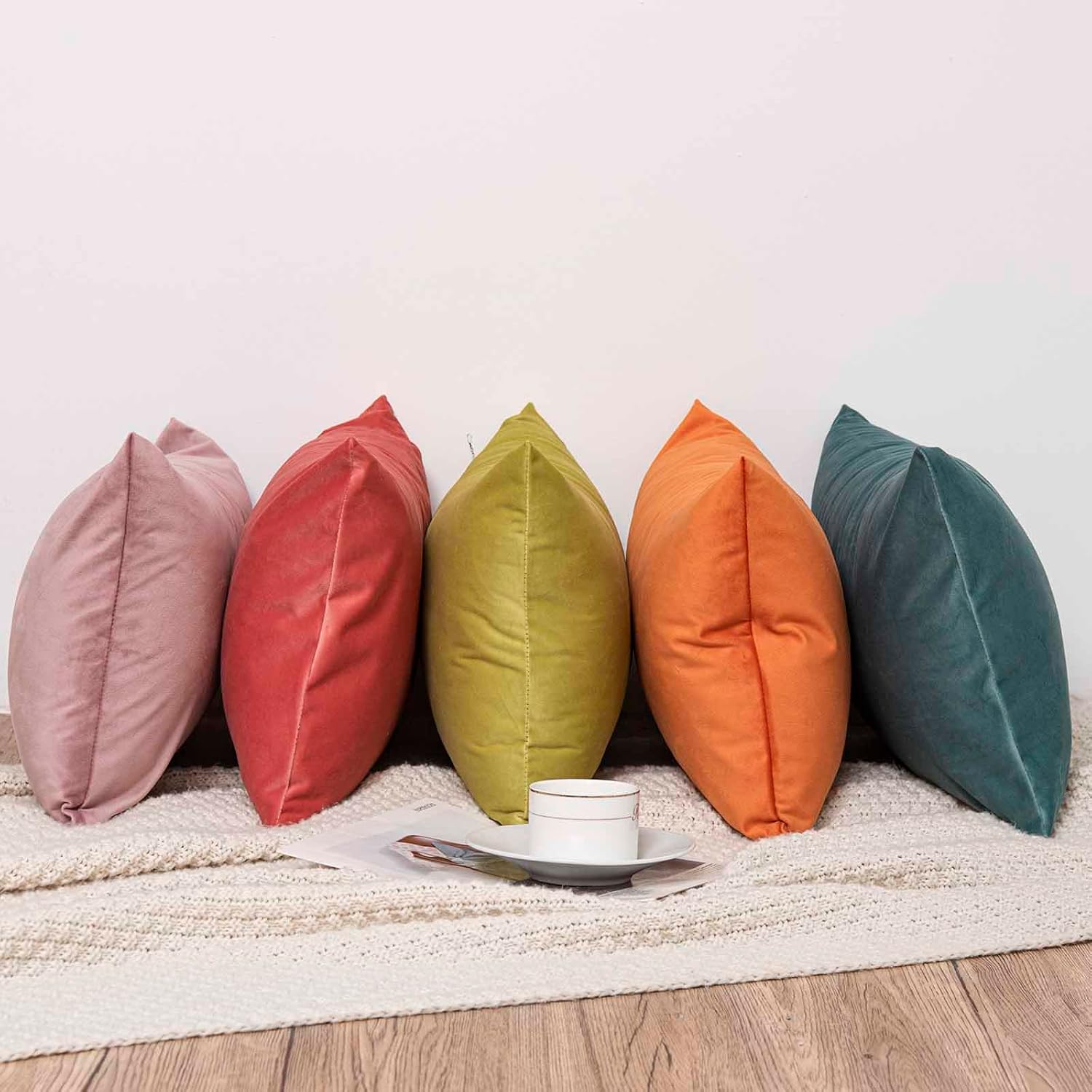 JUSPURBET Decorative Pillow Covers Set of 2 Velvet Throw Pillow Covers for Couch Sofa Bed Soft Cushion Covers Cases with Hidden Zipper for Living Room Home Decor 24x24 inch,Coral