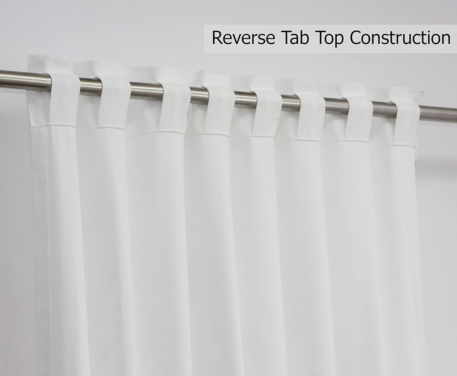 COTTON CRAFT White Curtain Window Panel Drapes - Set of 2 - Thick Cotton Duck Fabric Reverse Tab Top Window Treatment - Bonus Tie Backs - Clean Crisp Elegant Look - Bedroom Living Room - 50 W x 84 L