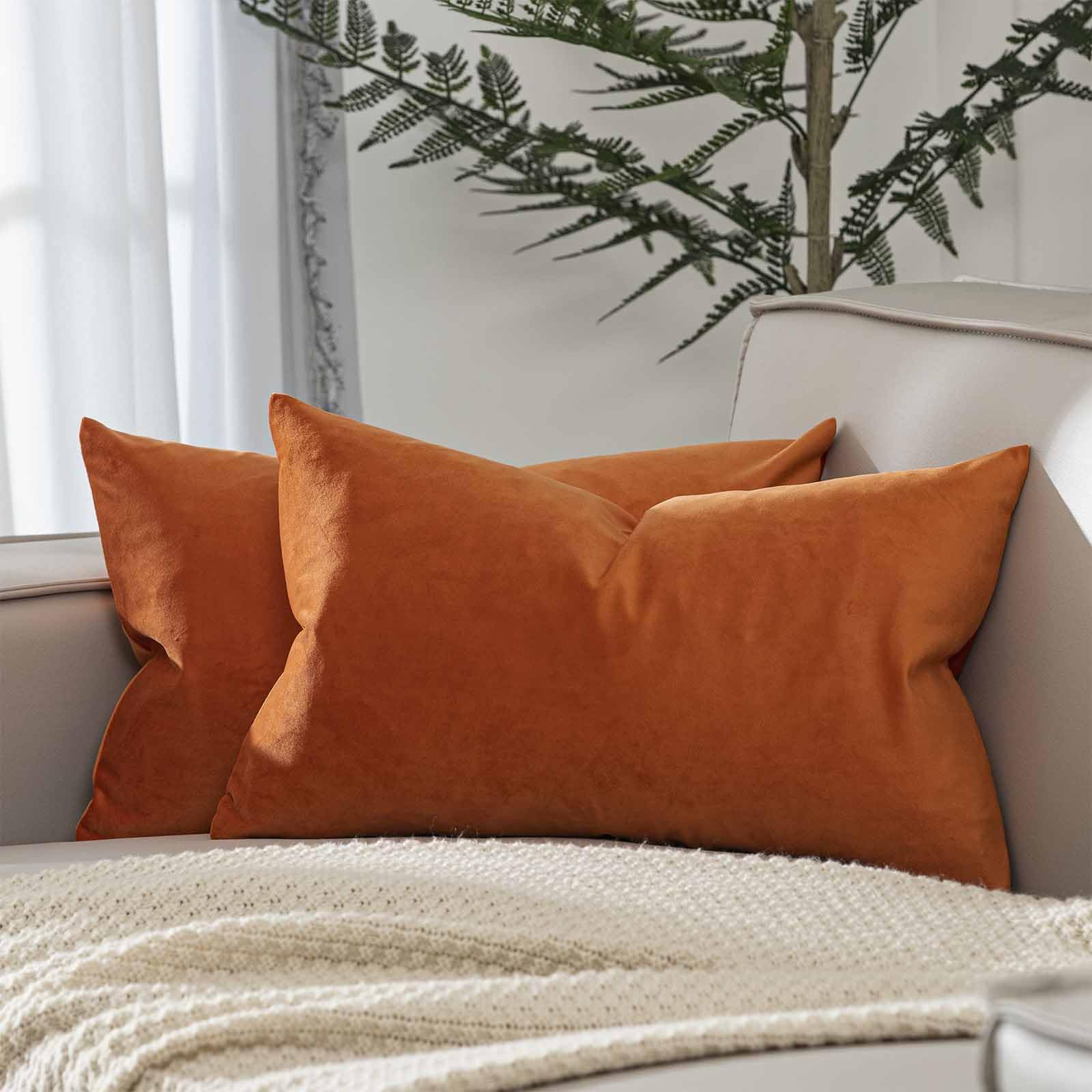 JUSPURBET Decorative Pillow Covers Set of 2 Velvet Throw Pillow Covers for Couch Sofa Bed Soft Cushion Covers Cases with Hidden Zipper for Living Room Home Decor 24x24 inch,Coral