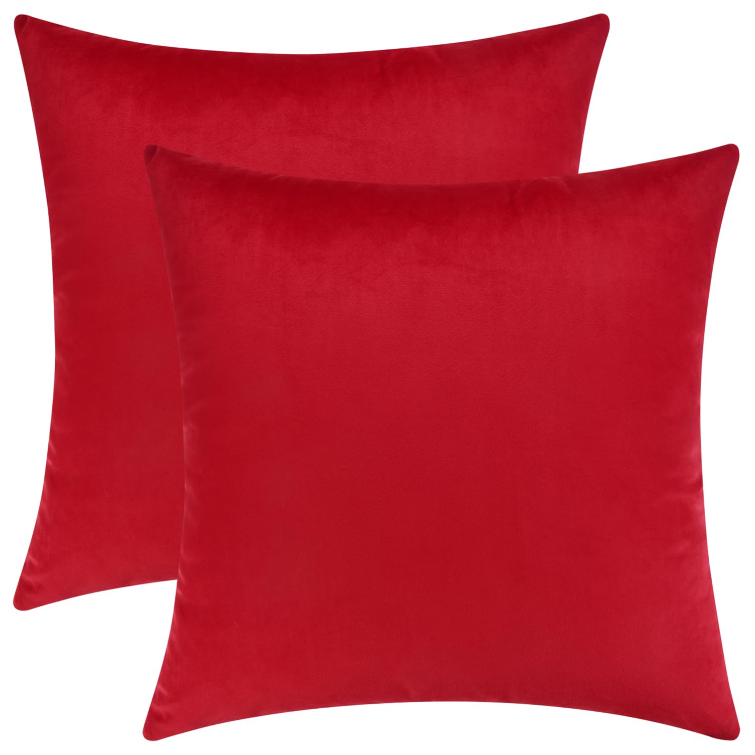 Mixhug Decorative Throw Pillow Covers, Velvet Cushion Covers, Solid Throw Pillow Cases for Couch and Bed, Pale Coral, 26 x 26 Inches, Set of 2