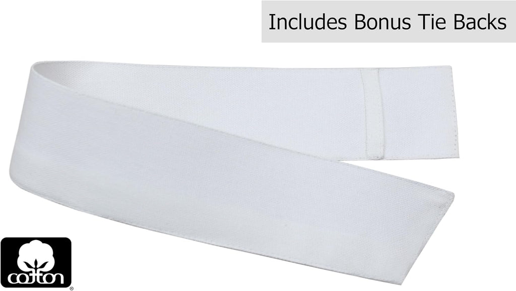 COTTON CRAFT White Curtain Window Panel Drapes - Set of 2 - Thick Cotton Duck Fabric Reverse Tab Top Window Treatment - Bonus Tie Backs - Clean Crisp Elegant Look - Bedroom Living Room - 50 W x 84 L