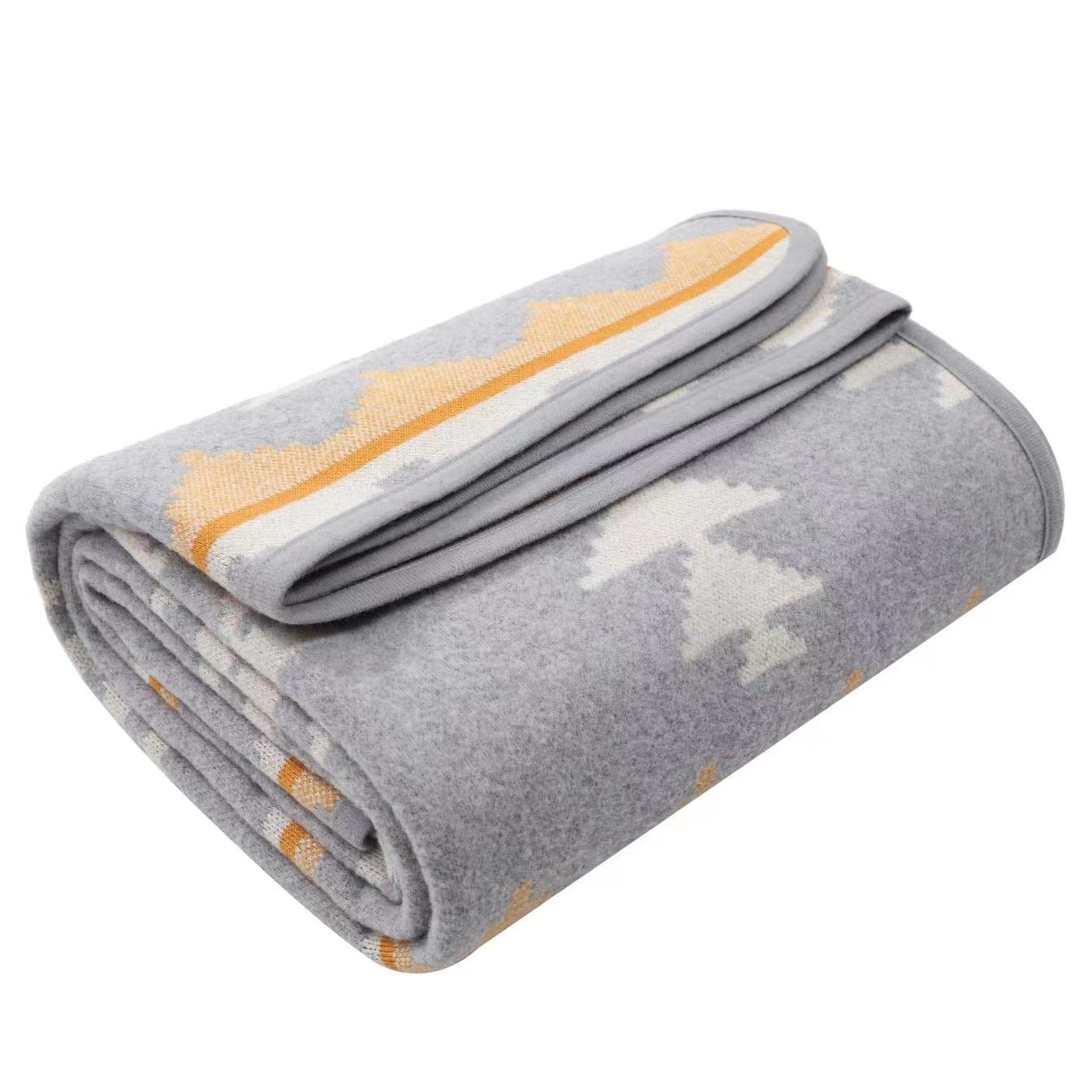 ACUSHLA Merino Wool Blanket - Warm Thick Washable Large Bed Couch Outdoor Camping Sleeping Throw Blanket All Seasons, Myers Green 79x63