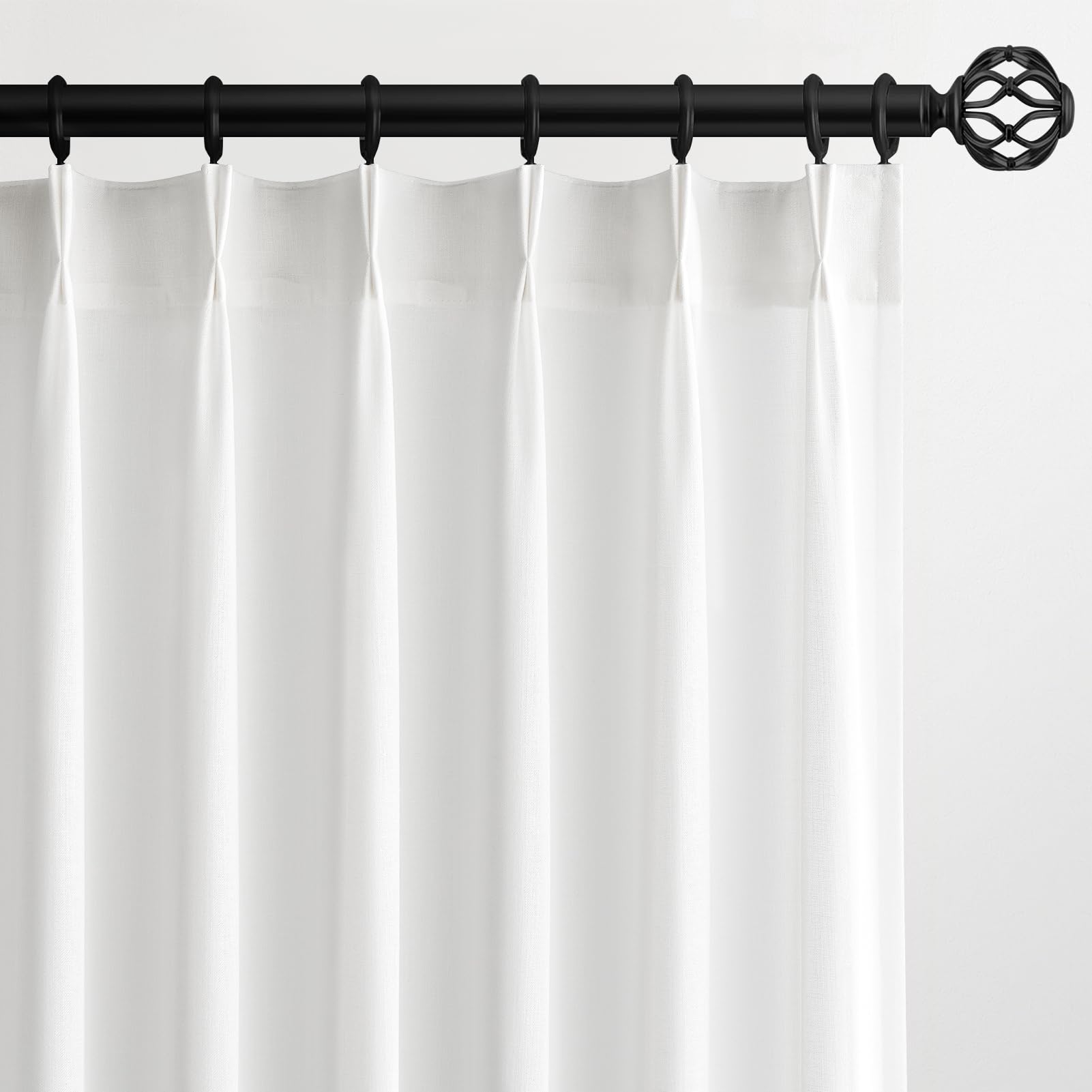 Topfinel Pinch Pleated Curtains 90 Inches Long 2 Panels Set,Natural Cream Semi Sheer Cotton Blend Fabric Aesthetic Advanced Curtain Drapes for Living Room Bedroom,40x90 inch Length