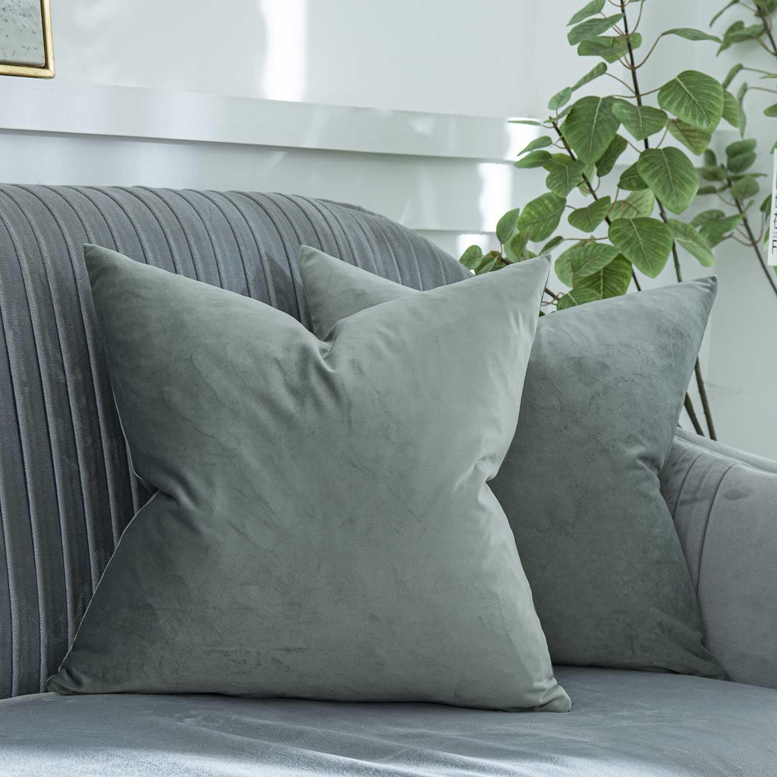 Coral Decorative Velvet Throw Pillow Covers 24x24 inch Set of 2 with Zipper Luxury Soft Solid Square Cushion Covers Case for Sofa Couch Bed Living Room