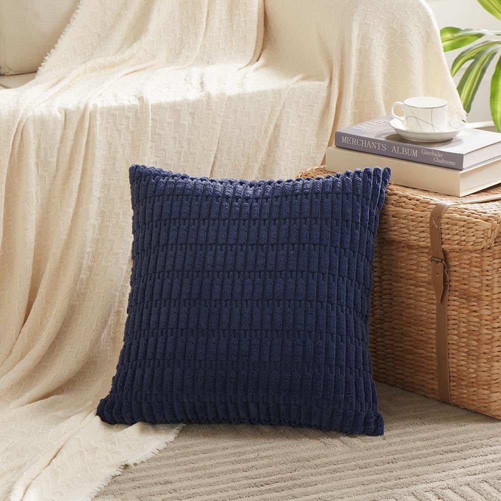 Fancy Homi Decorative Throw Pillow Covers for Bed Couch Bedroom Bench, Soft Corduroy Solid Pillow Case, Rustic Farmhouse Boho Room Decor,54" x 20" (Pack of 1),Coral