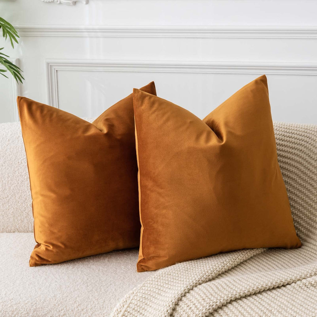 JUSPURBET Decorative Pillow Covers Set of 2 Velvet Throw Pillow Covers for Couch Sofa Bed Soft Cushion Covers Cases with Hidden Zipper for Living Room Home Decor 24x24 inch,Coral