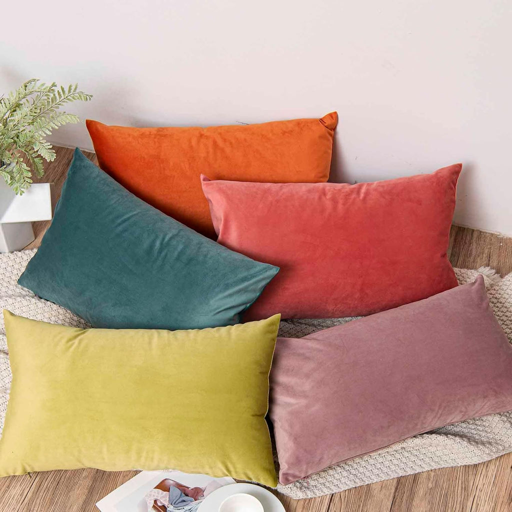 JUSPURBET Decorative Pillow Covers Set of 2 Velvet Throw Pillow Covers for Couch Sofa Bed Soft Cushion Covers Cases with Hidden Zipper for Living Room Home Decor 24x24 inch,Coral