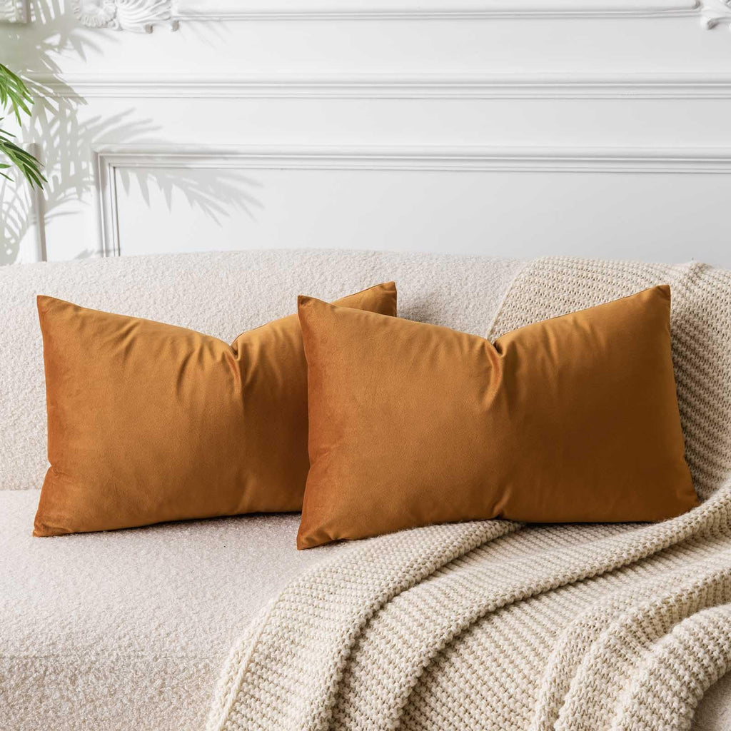 JUSPURBET Decorative Pillow Covers Set of 2 Velvet Throw Pillow Covers for Couch Sofa Bed Soft Cushion Covers Cases with Hidden Zipper for Living Room Home Decor 24x24 inch,Coral