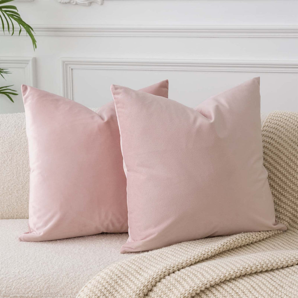 JUSPURBET Decorative Pillow Covers Set of 2 Velvet Throw Pillow Covers for Couch Sofa Bed Soft Cushion Covers Cases with Hidden Zipper for Living Room Home Decor 24x24 inch,Coral