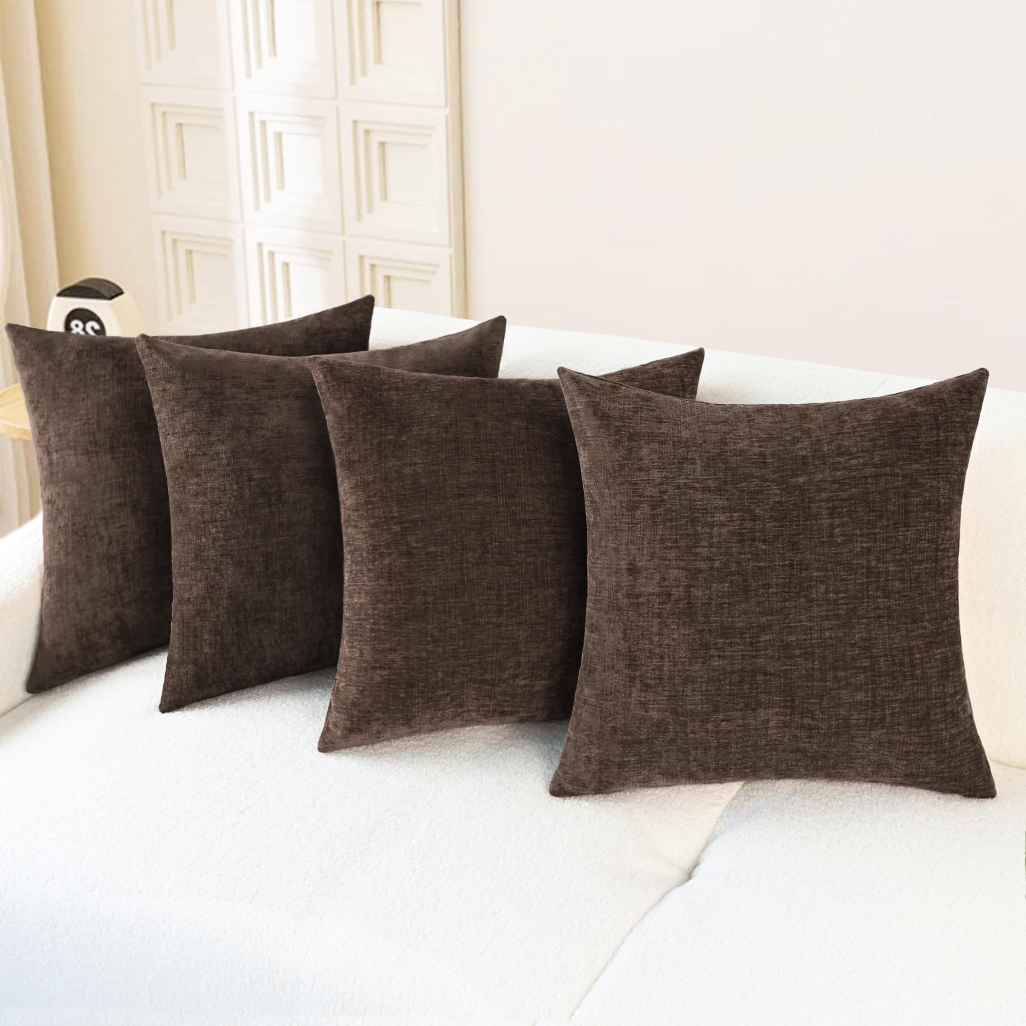 CaliTime Throw Pillow Covers Decorative 20 X 26 Inches Pack of 2 Cozy Chenille Standard Pillow Shams Cases for Couch Sofa Bed Living Room Home Living Coral