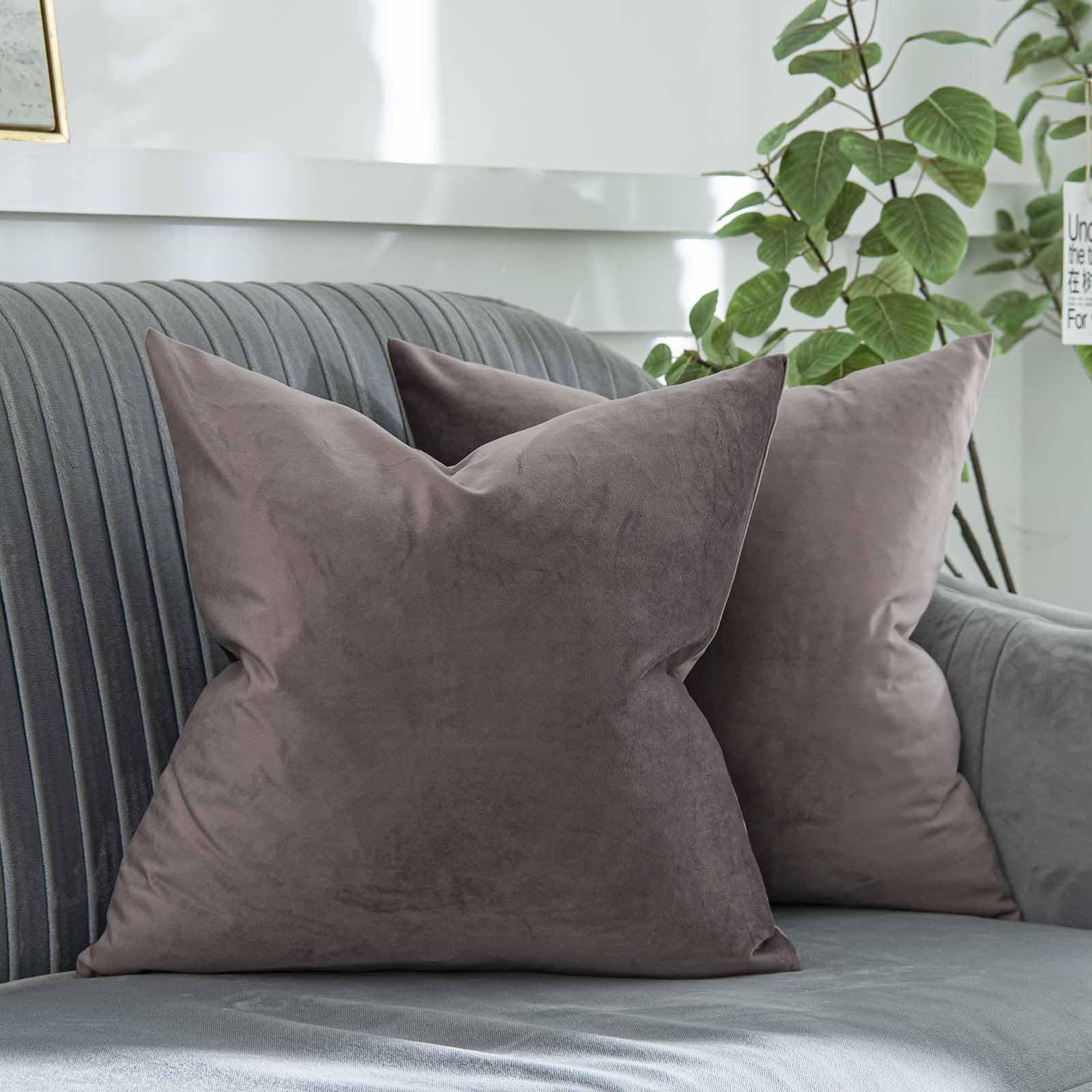 Coral Decorative Velvet Throw Pillow Covers 24x24 inch Set of 2 with Zipper Luxury Soft Solid Square Cushion Covers Case for Sofa Couch Bed Living Room