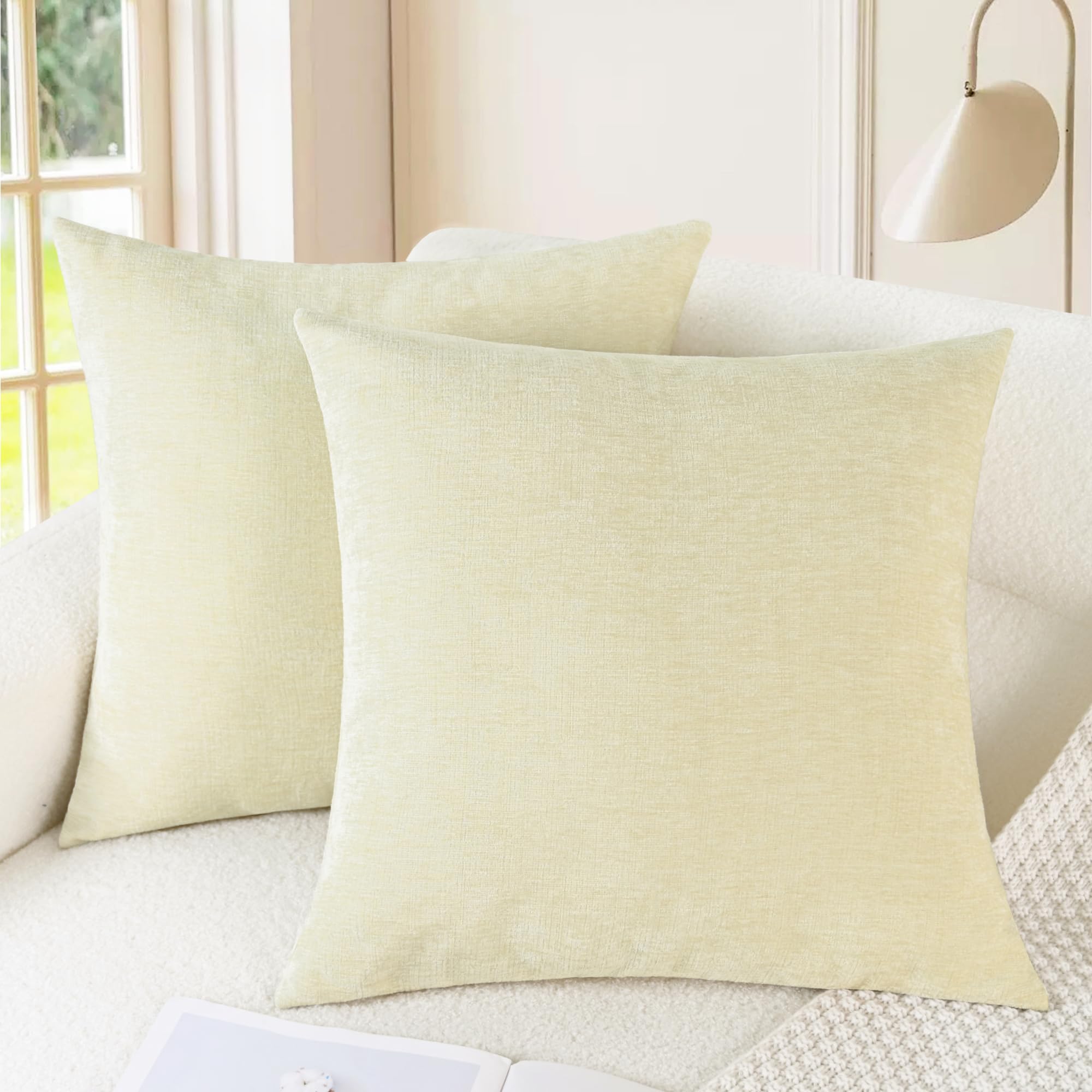 CaliTime Throw Pillow Covers Decorative 20 X 26 Inches Pack of 2 Cozy Chenille Standard Pillow Shams Cases for Couch Sofa Bed Living Room Home Living Coral