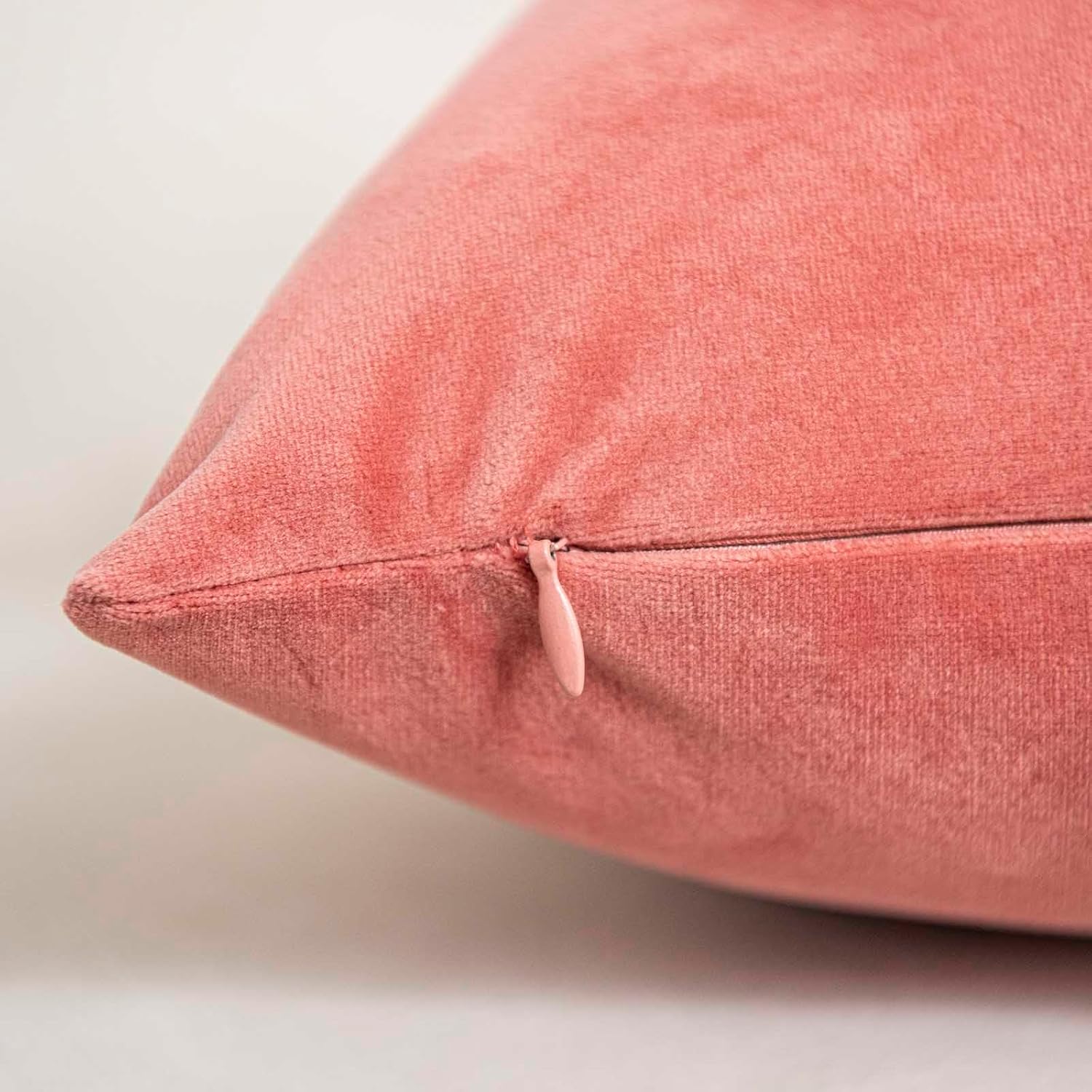 Coral Decorative Velvet Throw Pillow Covers 24x24 inch Set of 2 with Zipper Luxury Soft Solid Square Cushion Covers Case for Sofa Couch Bed Living Room