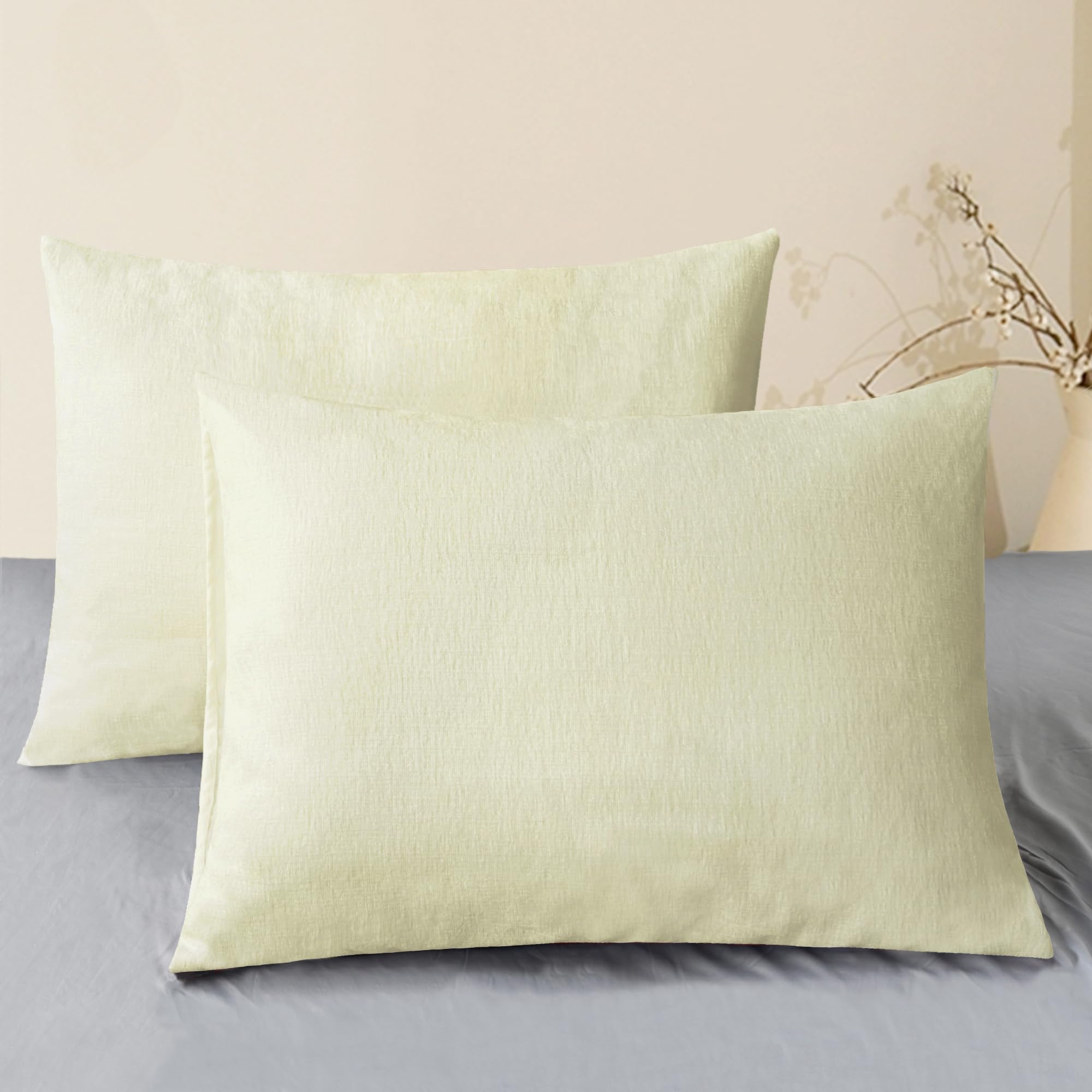 CaliTime Throw Pillow Covers Decorative 20 X 26 Inches Pack of 2 Cozy Chenille Standard Pillow Shams Cases for Couch Sofa Bed Living Room Home Living Coral