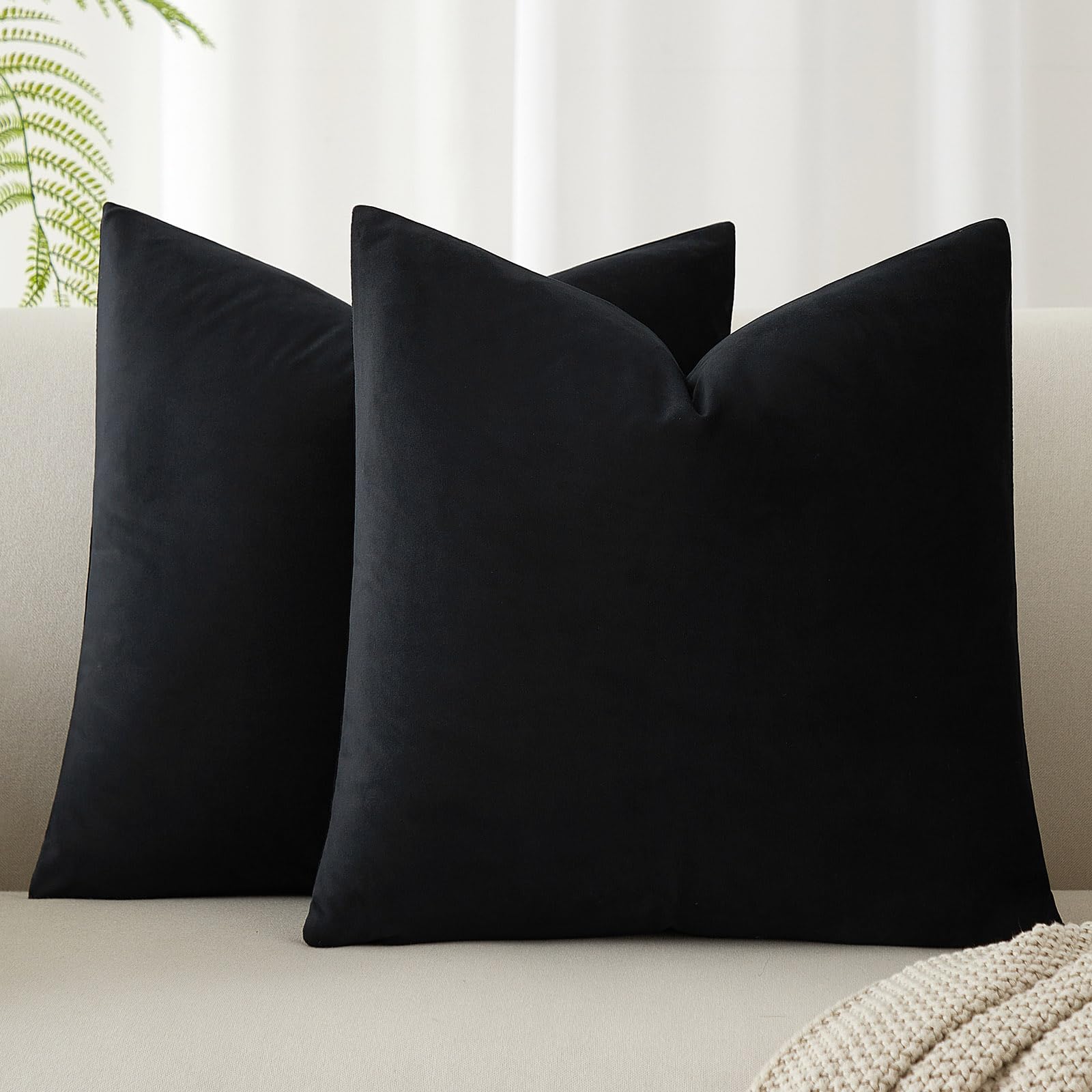 JUSPURBET Decorative Pillow Covers Set of 2 Velvet Throw Pillow Covers for Couch Sofa Bed Soft Cushion Covers Cases with Hidden Zipper for Living Room Home Decor 24x24 inch,Coral
