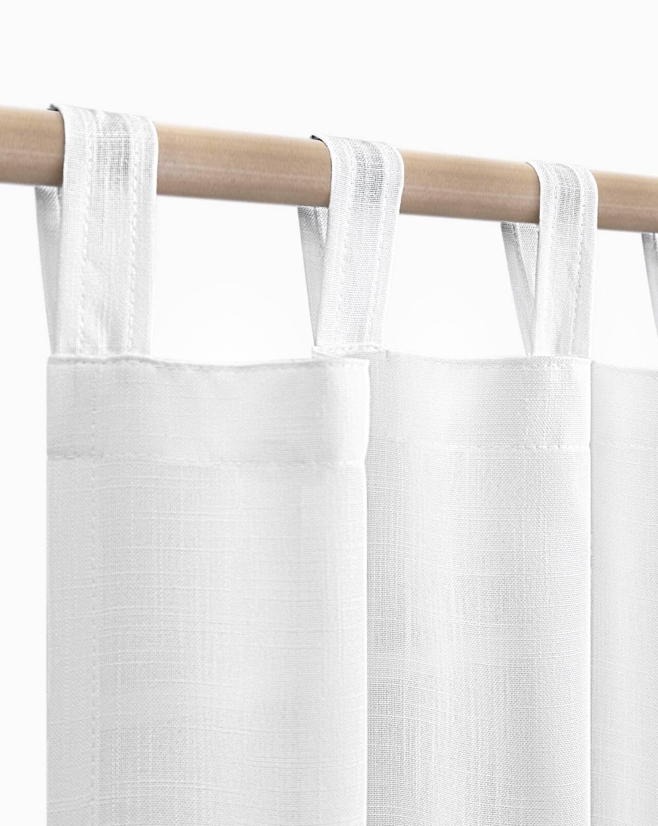 KOUFALL Farmhouse Linen Curtains, Cream Beige Semi Sheer Light Filtering Curtain, Boho Tab Top Neutral Country Curtains for Living Room, Bedroom, Nursery, 84 Inch Length, 2 Panels Set