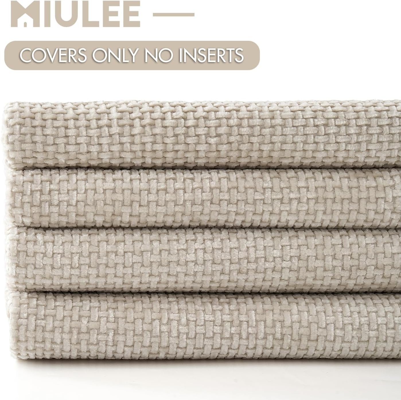 MIULEE Pack of 4 Couch Throw Pillow Covers 18x18 Inch Cream Soft Decorative Chenille Pillow Covers Farmhouse Accent Cushion Covers for Boho Spring Home Decor Sofa Bedroom Living Room