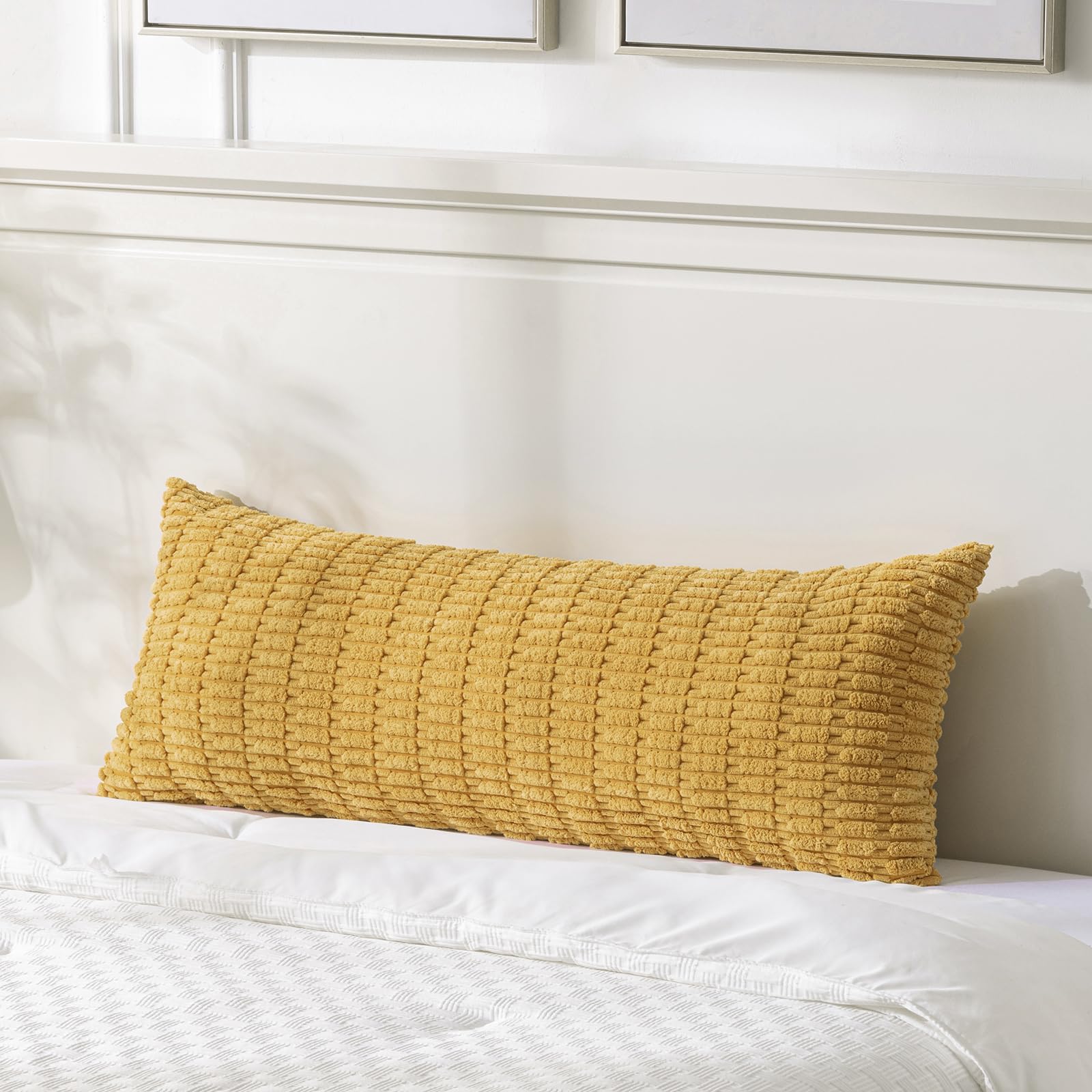 Fancy Homi Decorative Throw Pillow Covers for Bed Couch Bedroom Bench, Soft Corduroy Solid Pillow Case, Rustic Farmhouse Boho Room Decor,54" x 20" (Pack of 1),Coral
