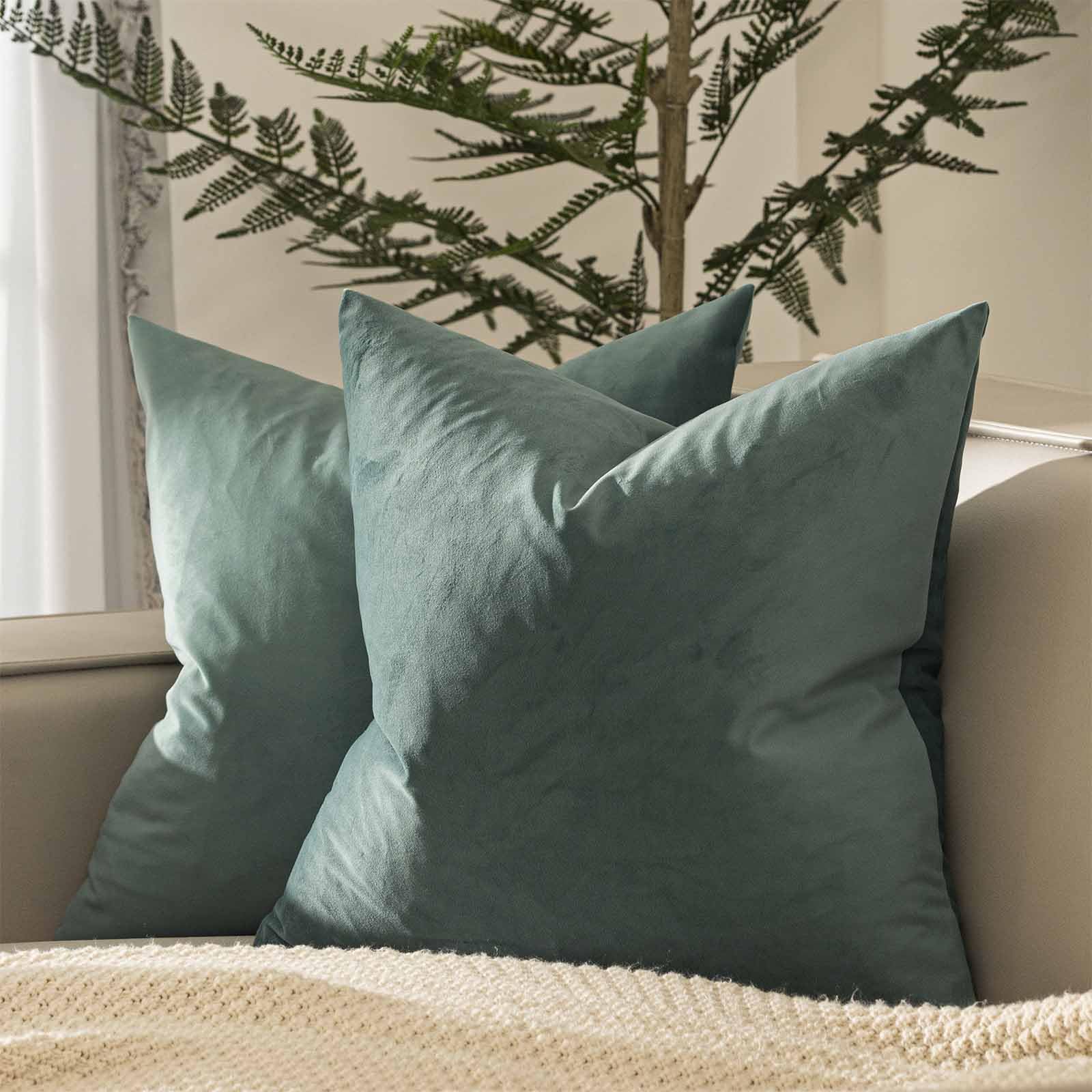 JUSPURBET Decorative Pillow Covers Set of 2 Velvet Throw Pillow Covers for Couch Sofa Bed Soft Cushion Covers Cases with Hidden Zipper for Living Room Home Decor 24x24 inch,Coral