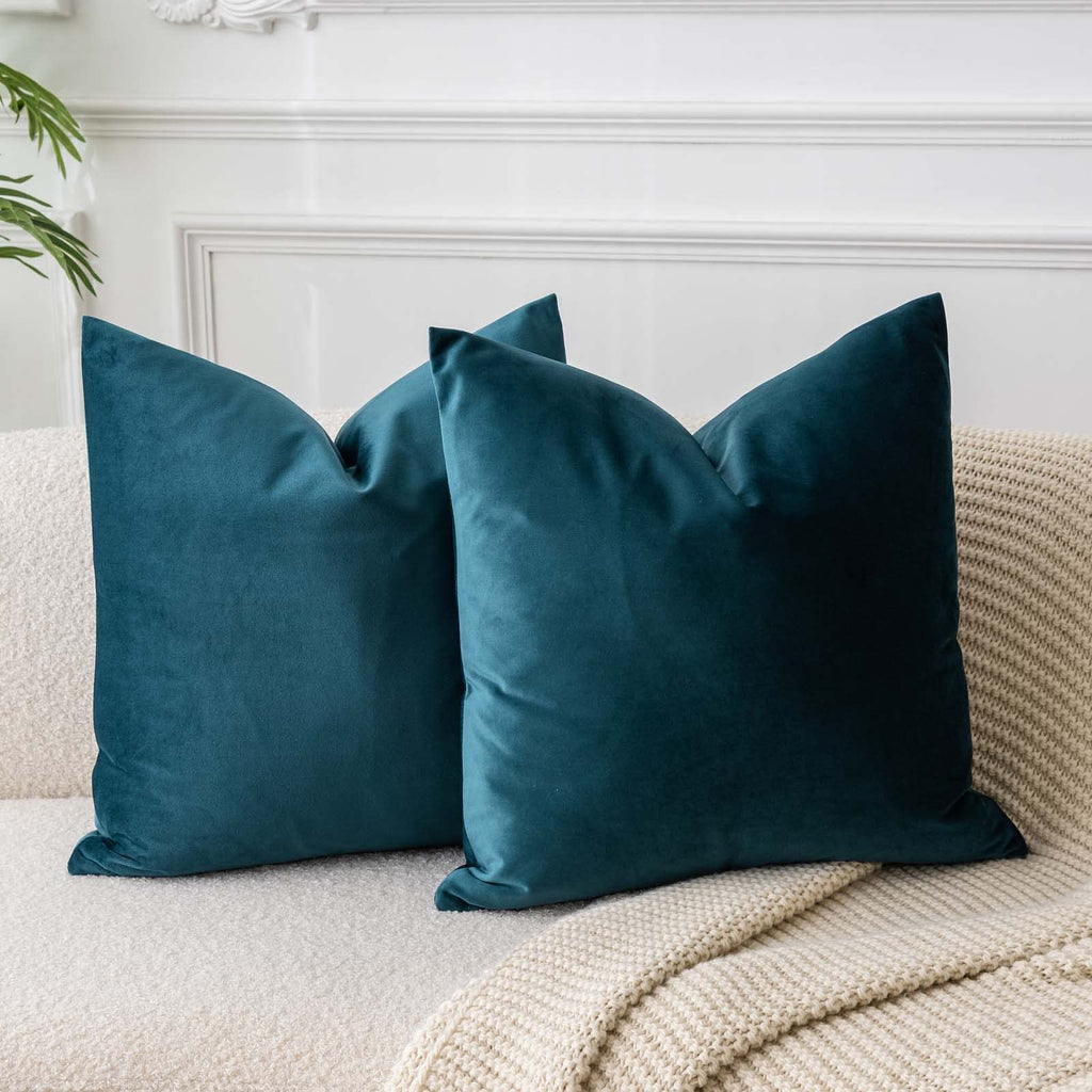 JUSPURBET Decorative Pillow Covers Set of 2 Velvet Throw Pillow Covers for Couch Sofa Bed Soft Cushion Covers Cases with Hidden Zipper for Living Room Home Decor 24x24 inch,Coral