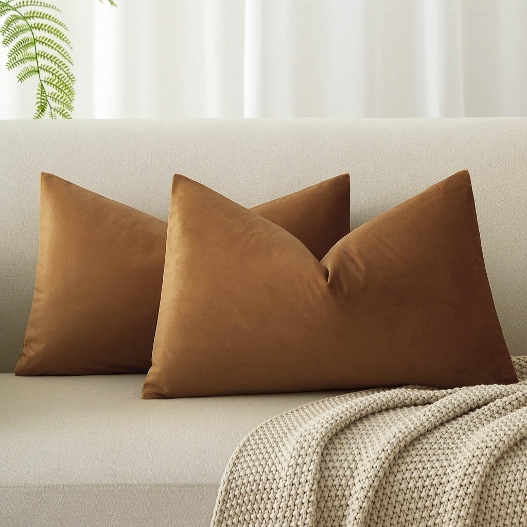 JUSPURBET Decorative Pillow Covers Set of 2 Velvet Throw Pillow Covers for Couch Sofa Bed Soft Cushion Covers Cases with Hidden Zipper for Living Room Home Decor 24x24 inch,Coral