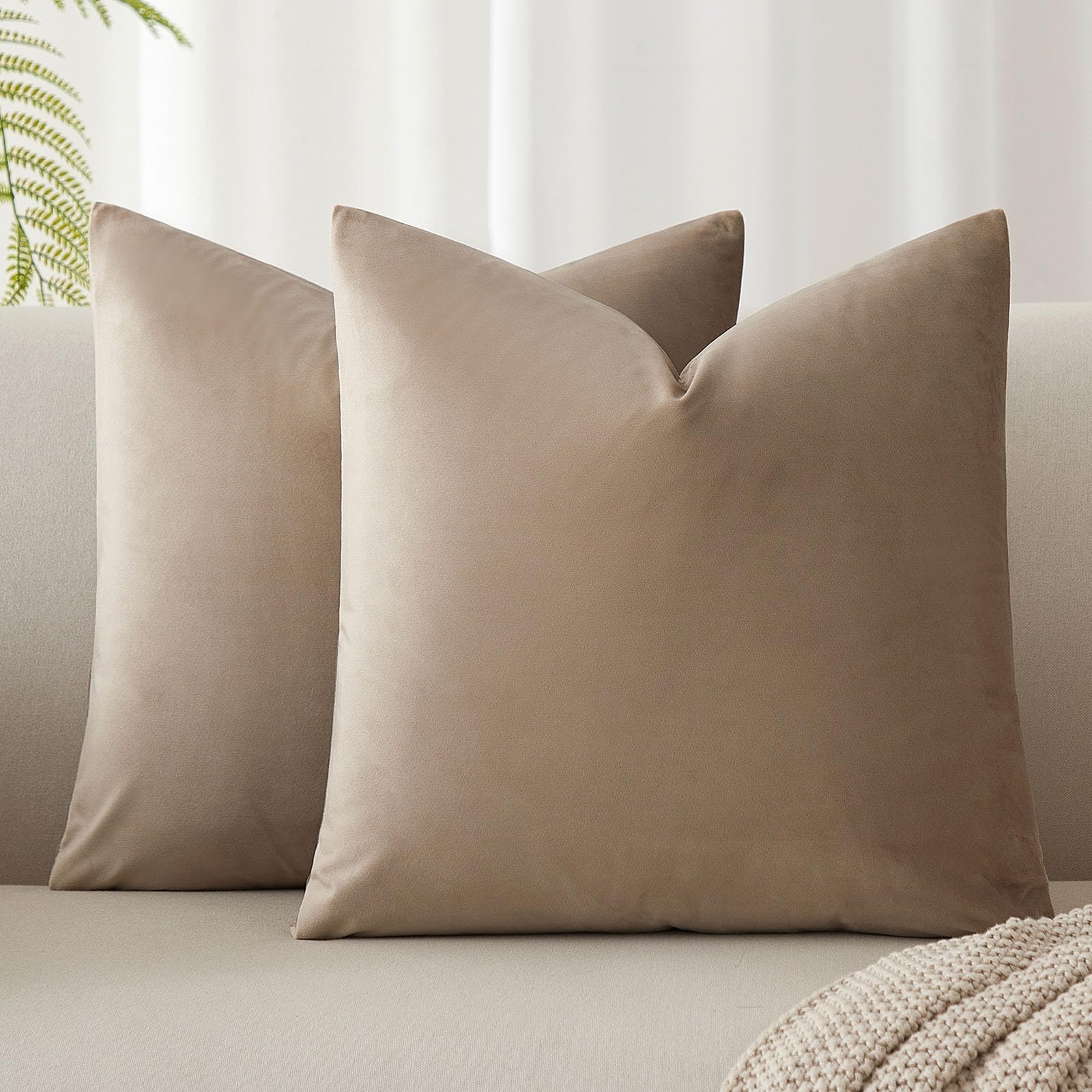 JUSPURBET Decorative Pillow Covers Set of 2 Velvet Throw Pillow Covers for Couch Sofa Bed Soft Cushion Covers Cases with Hidden Zipper for Living Room Home Decor 24x24 inch,Coral