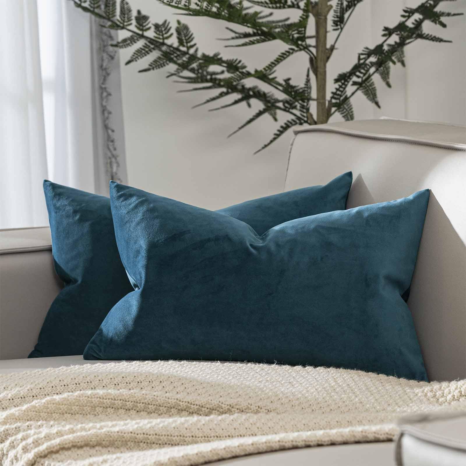 JUSPURBET Decorative Pillow Covers Set of 2 Velvet Throw Pillow Covers for Couch Sofa Bed Soft Cushion Covers Cases with Hidden Zipper for Living Room Home Decor 24x24 inch,Coral