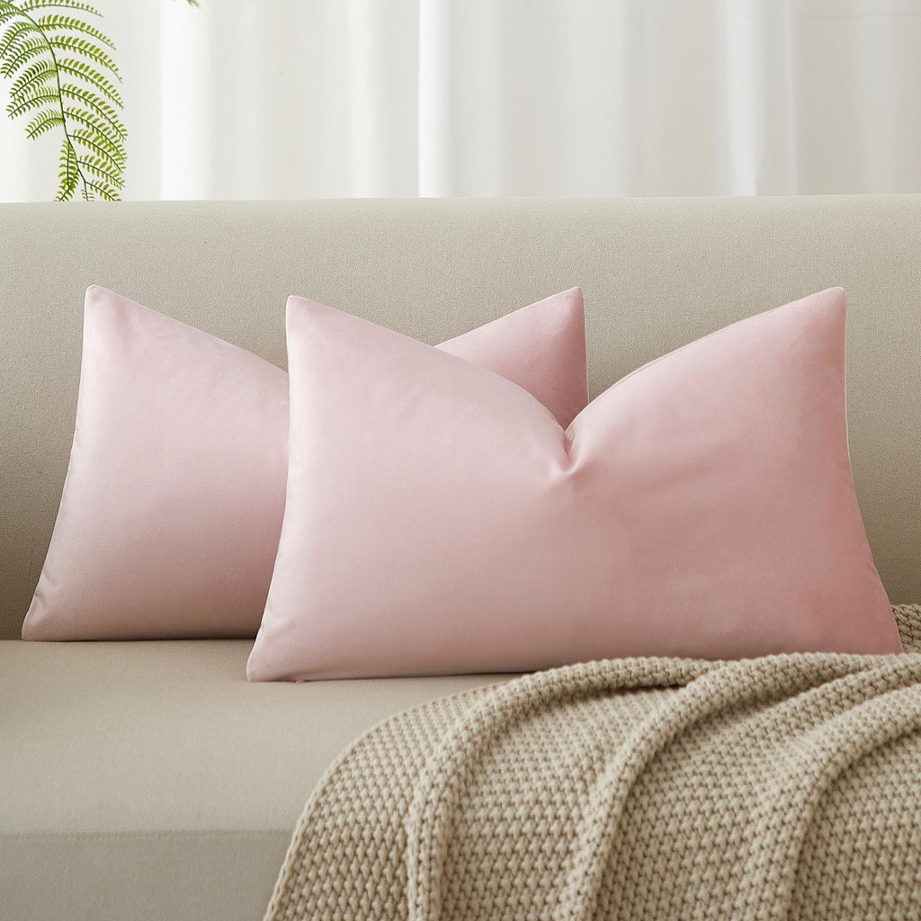 JUSPURBET Decorative Pillow Covers Set of 2 Velvet Throw Pillow Covers for Couch Sofa Bed Soft Cushion Covers Cases with Hidden Zipper for Living Room Home Decor 24x24 inch,Coral