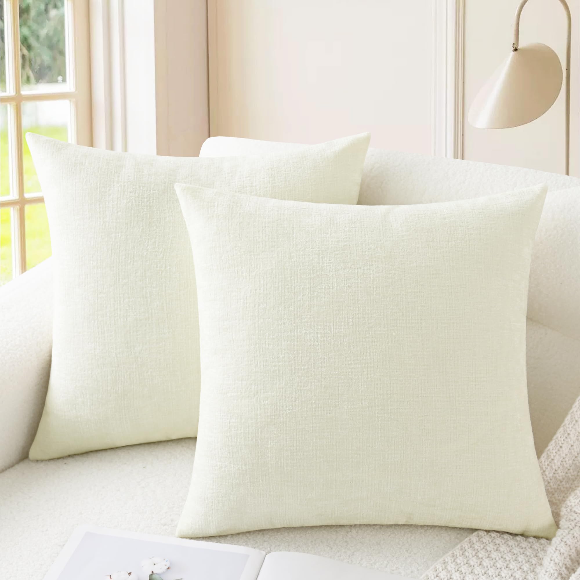 CaliTime Throw Pillow Covers Decorative 20 X 26 Inches Pack of 2 Cozy Chenille Standard Pillow Shams Cases for Couch Sofa Bed Living Room Home Living Coral
