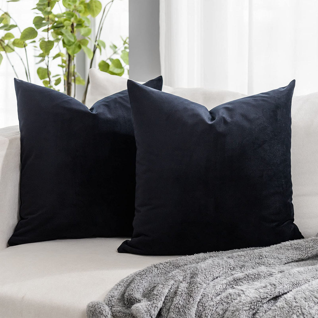 Coral Decorative Velvet Throw Pillow Covers 24x24 inch Set of 2 with Zipper Luxury Soft Solid Square Cushion Covers Case for Sofa Couch Bed Living Room