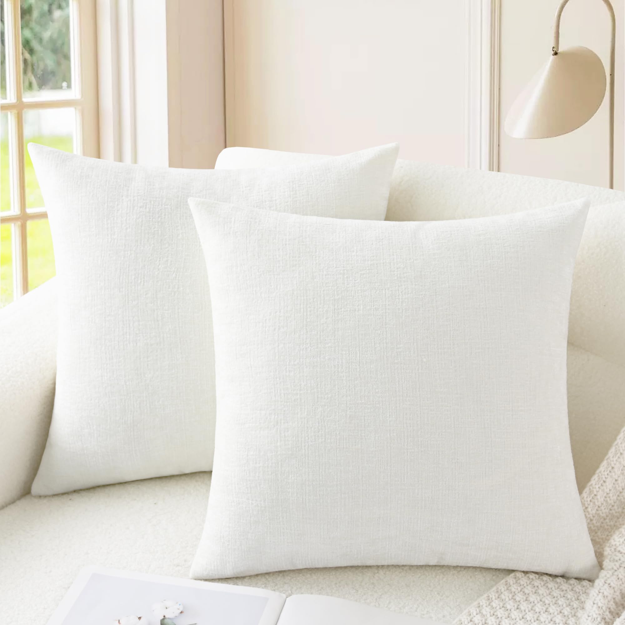 CaliTime Throw Pillow Covers Decorative 20 X 26 Inches Pack of 2 Cozy Chenille Standard Pillow Shams Cases for Couch Sofa Bed Living Room Home Living Coral