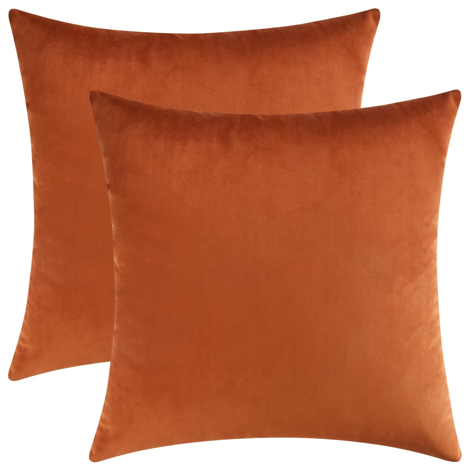 Mixhug Decorative Throw Pillow Covers, Velvet Cushion Covers, Solid Throw Pillow Cases for Couch and Bed, Pale Coral, 26 x 26 Inches, Set of 2