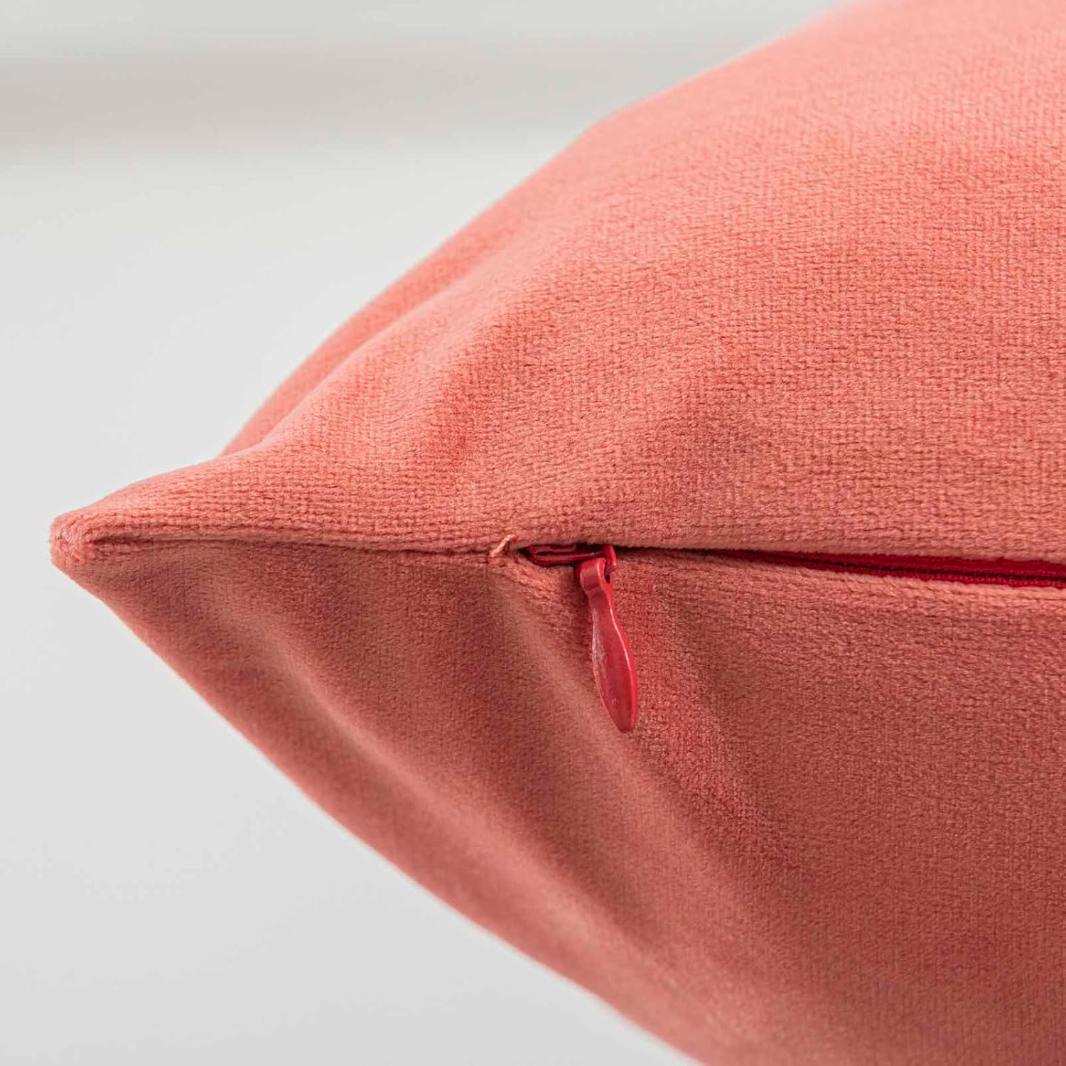 JUSPURBET Decorative Pillow Covers Set of 2 Velvet Throw Pillow Covers for Couch Sofa Bed Soft Cushion Covers Cases with Hidden Zipper for Living Room Home Decor 24x24 inch,Coral