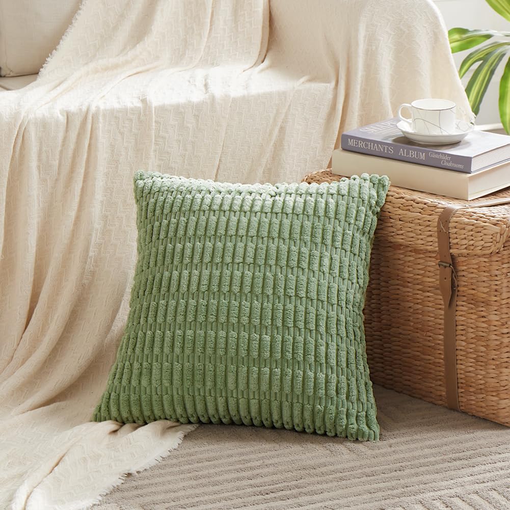 Fancy Homi Decorative Throw Pillow Covers for Bed Couch Bedroom Bench, Soft Corduroy Solid Pillow Case, Rustic Farmhouse Boho Room Decor,54" x 20" (Pack of 1),Coral