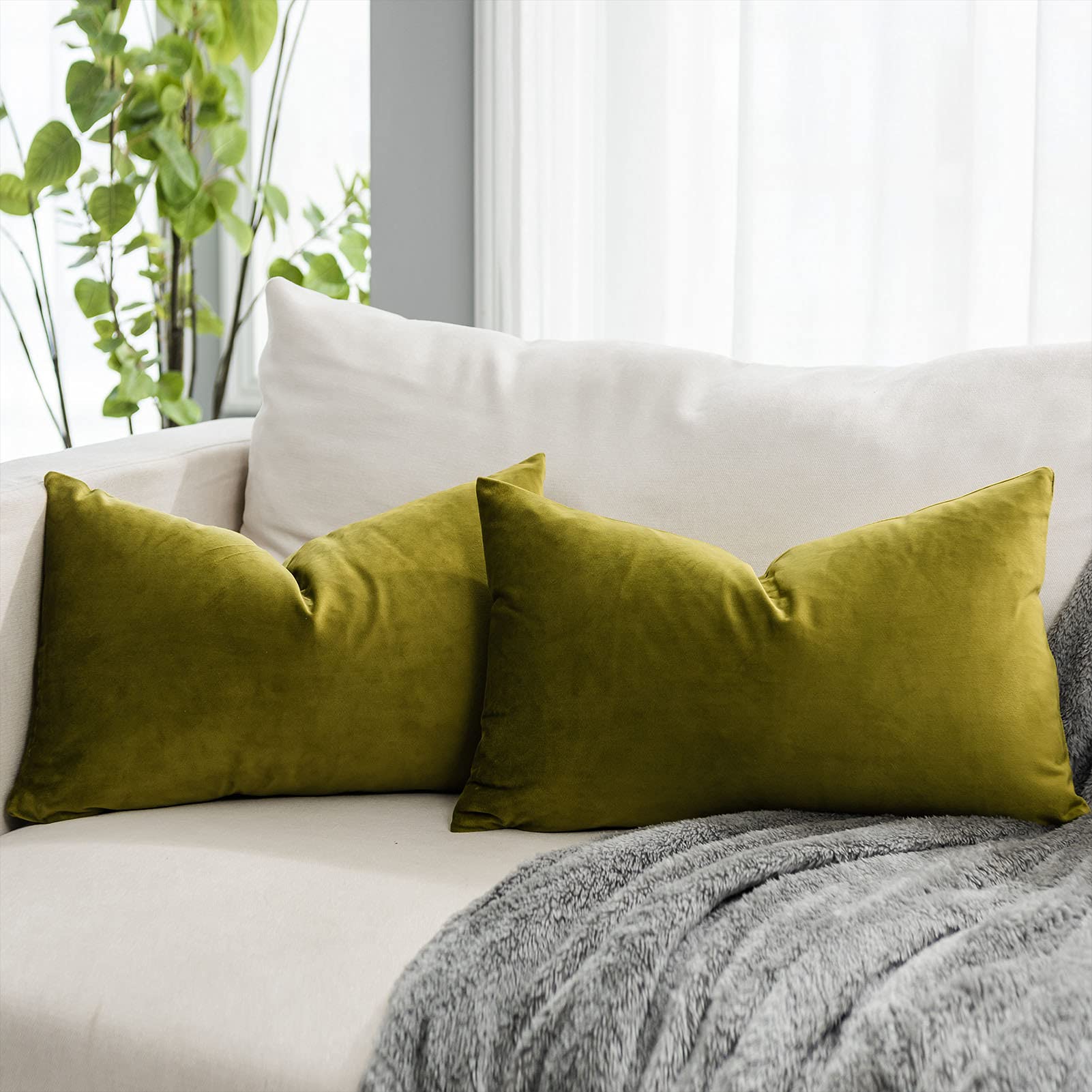 Coral Decorative Velvet Throw Pillow Covers 24x24 inch Set of 2 with Zipper Luxury Soft Solid Square Cushion Covers Case for Sofa Couch Bed Living Room