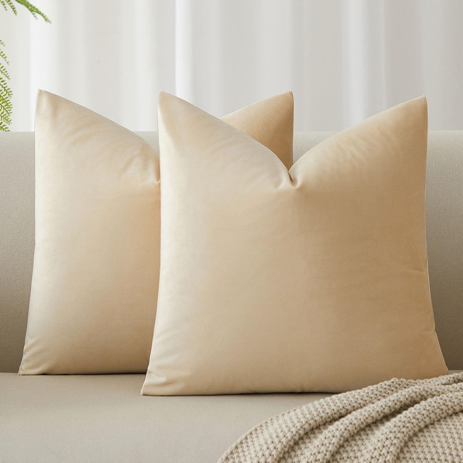 JUSPURBET Decorative Pillow Covers Set of 2 Velvet Throw Pillow Covers for Couch Sofa Bed Soft Cushion Covers Cases with Hidden Zipper for Living Room Home Decor 24x24 inch,Coral