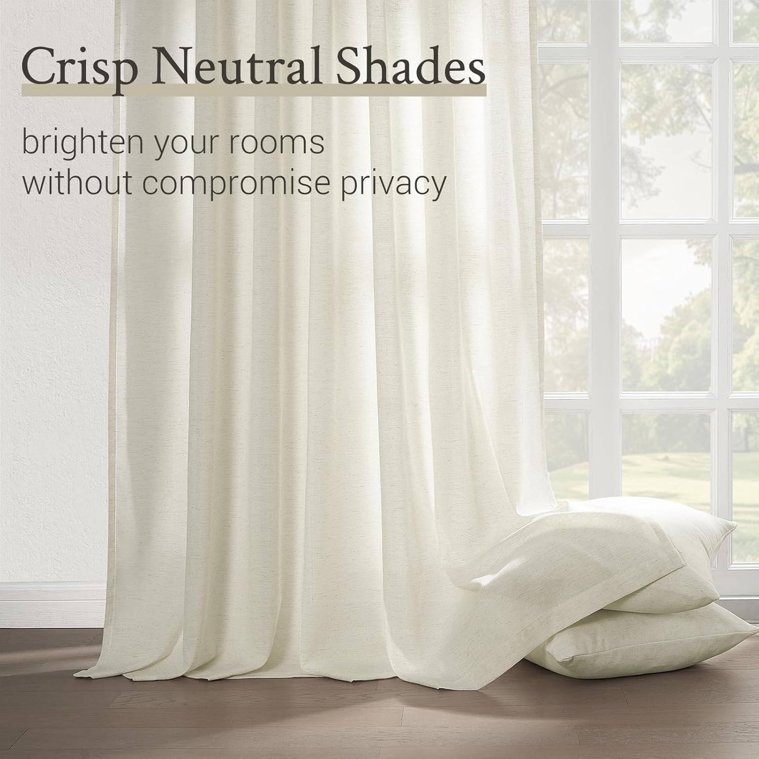 Topfinel Pinch Pleated Curtains 90 Inches Long 2 Panels Set,Natural Cream Semi Sheer Cotton Blend Fabric Aesthetic Advanced Curtain Drapes for Living Room Bedroom,40x90 inch Length