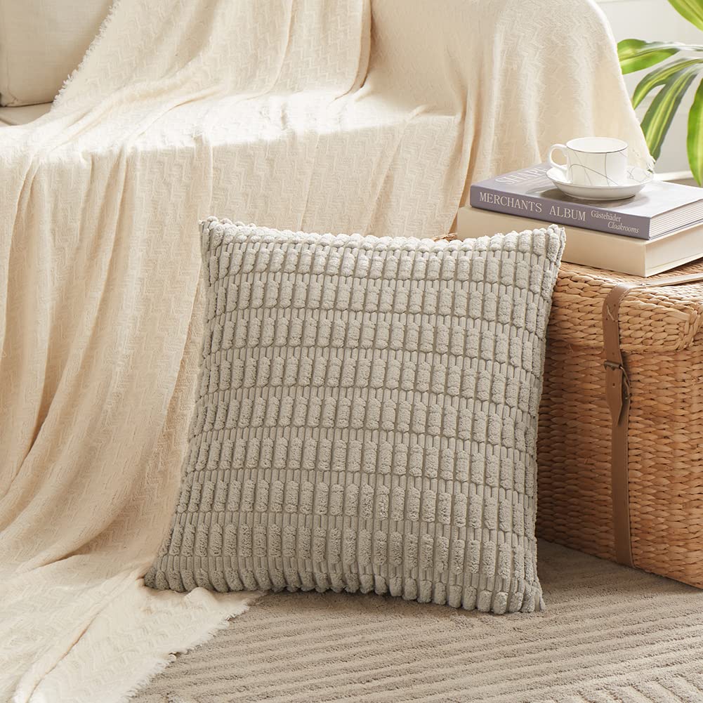 Fancy Homi Decorative Throw Pillow Covers for Bed Couch Bedroom Bench, Soft Corduroy Solid Pillow Case, Rustic Farmhouse Boho Room Decor,54" x 20" (Pack of 1),Coral