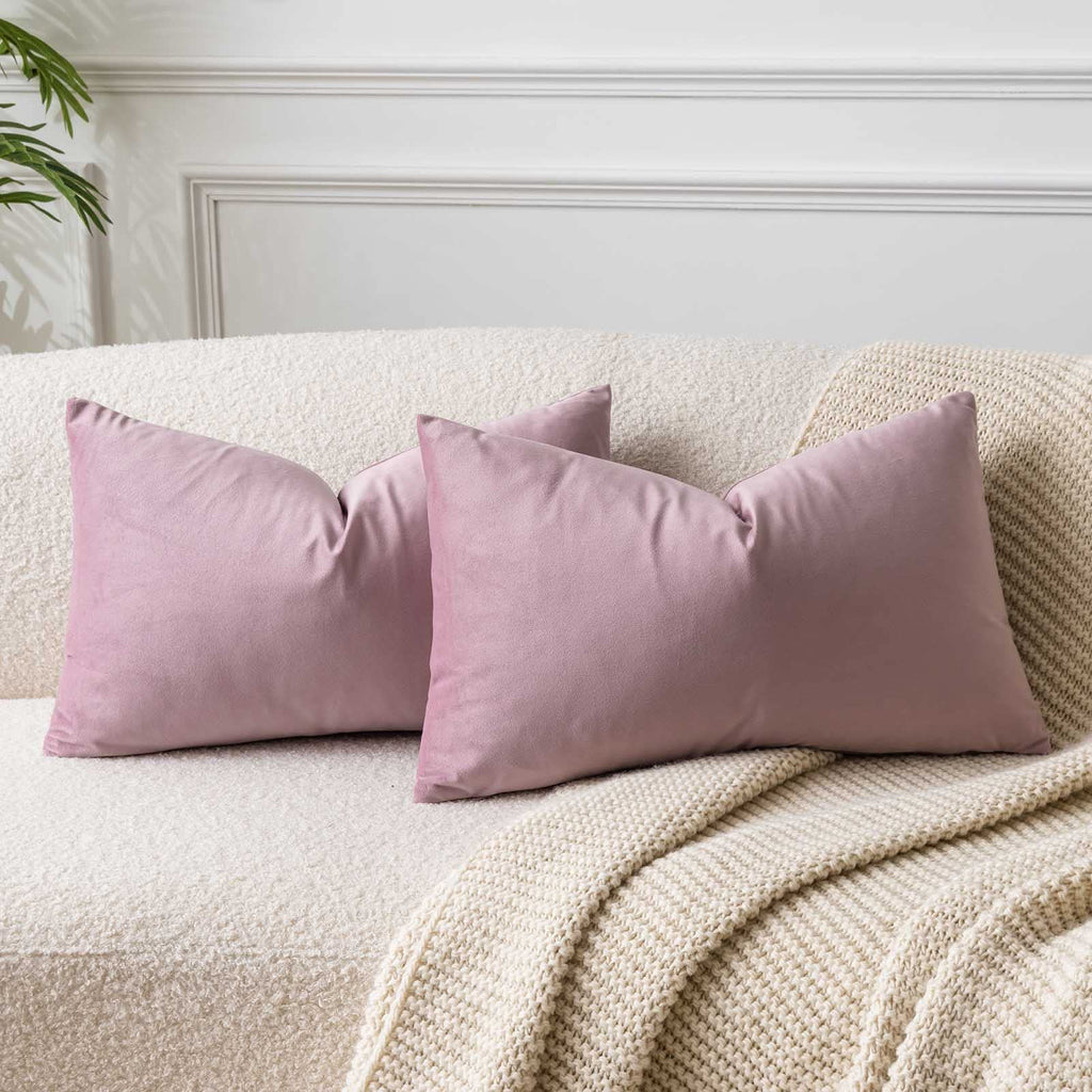 JUSPURBET Decorative Pillow Covers Set of 2 Velvet Throw Pillow Covers for Couch Sofa Bed Soft Cushion Covers Cases with Hidden Zipper for Living Room Home Decor 24x24 inch,Coral