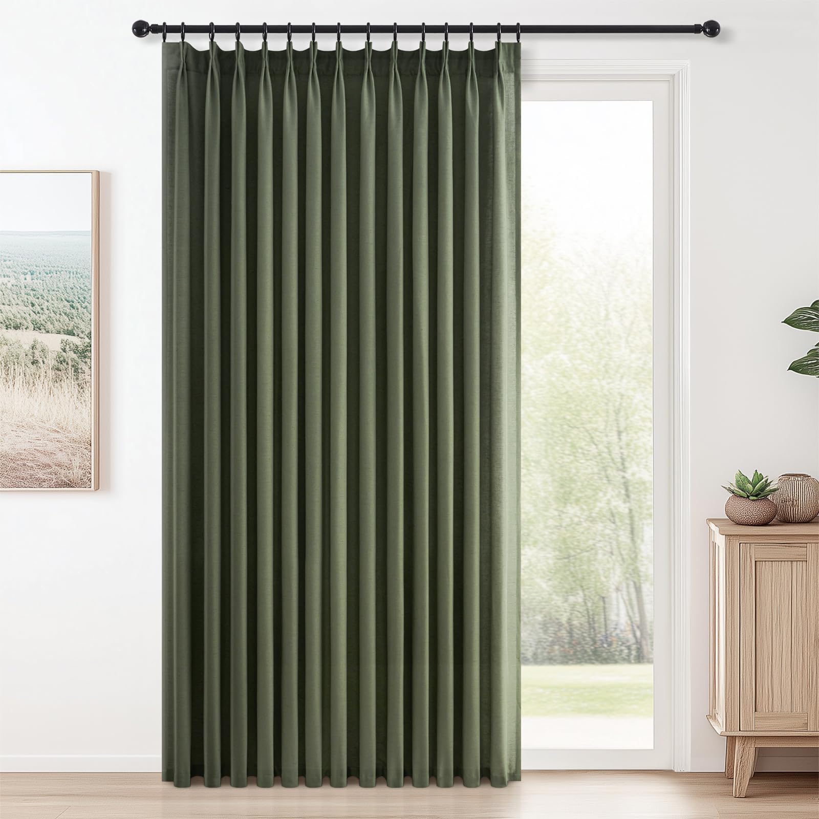 Topfinel Pinch Pleated Curtains 90 Inches Long 2 Panels Set,Natural Cream Semi Sheer Cotton Blend Fabric Aesthetic Advanced Curtain Drapes for Living Room Bedroom,40x90 inch Length
