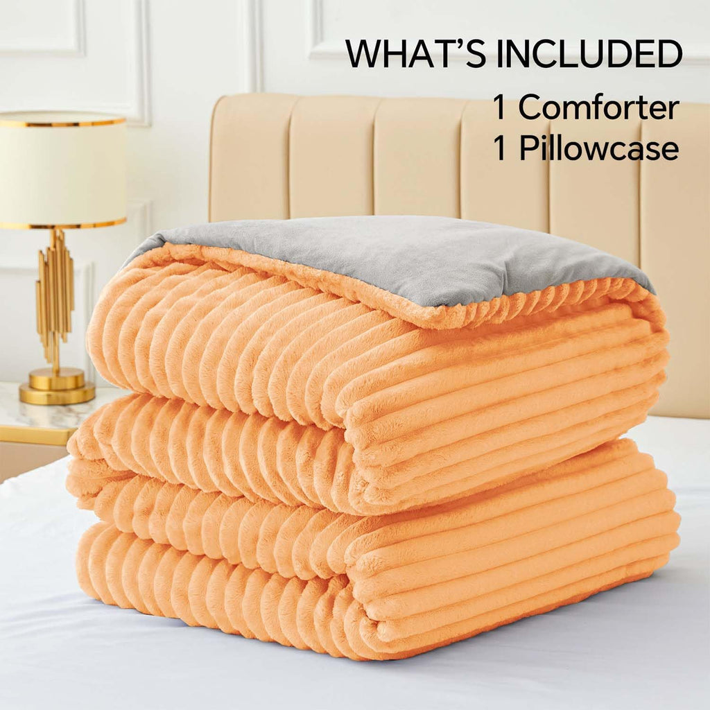 BEDELITE Fleece Twin Comforter Set -Super Soft & Warm Fluffy Coral Bedding, Luxury Fuzzy Heavy Bed Set for Winter with 1 Pillow case