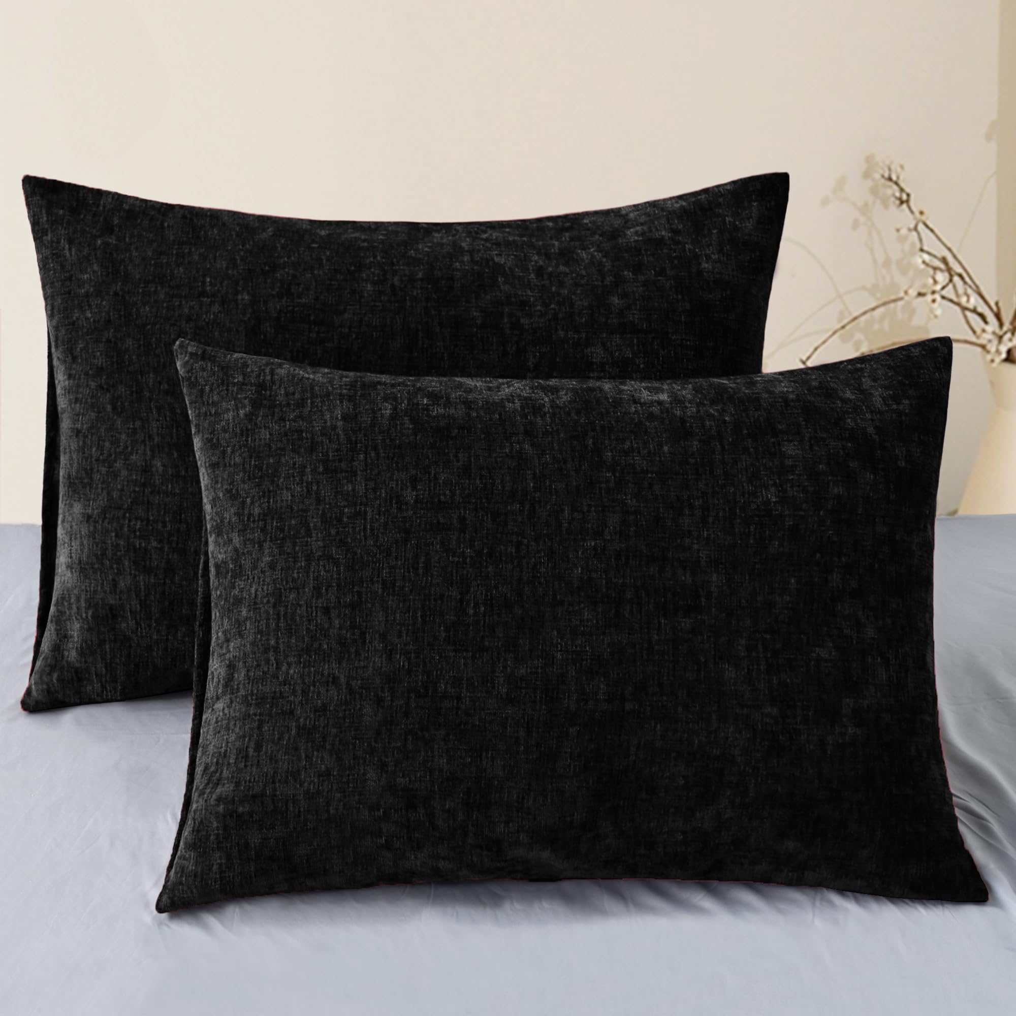 CaliTime Throw Pillow Covers Decorative 20 X 26 Inches Pack of 2 Cozy Chenille Standard Pillow Shams Cases for Couch Sofa Bed Living Room Home Living Coral