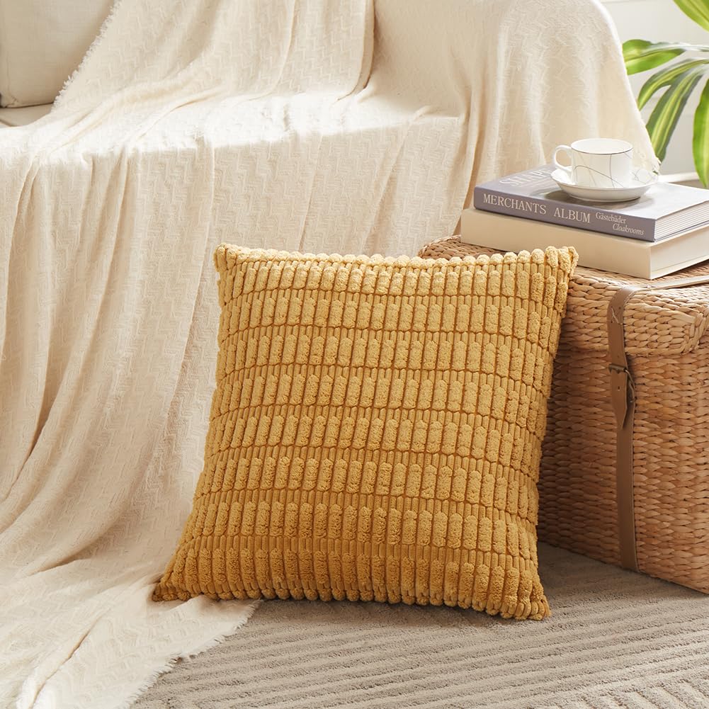 Fancy Homi Decorative Throw Pillow Covers for Bed Couch Bedroom Bench, Soft Corduroy Solid Pillow Case, Rustic Farmhouse Boho Room Decor,54" x 20" (Pack of 1),Coral
