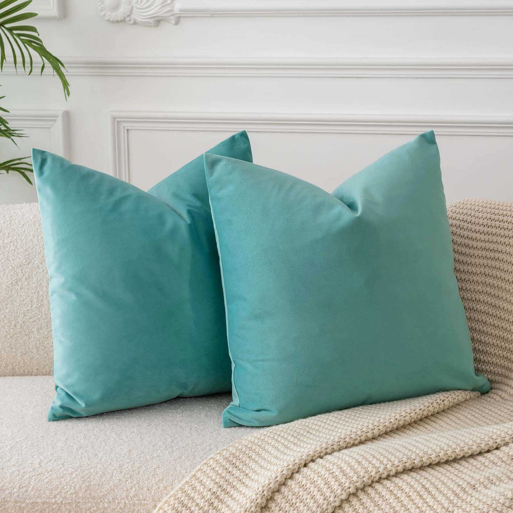 JUSPURBET Decorative Pillow Covers Set of 2 Velvet Throw Pillow Covers for Couch Sofa Bed Soft Cushion Covers Cases with Hidden Zipper for Living Room Home Decor 24x24 inch,Coral